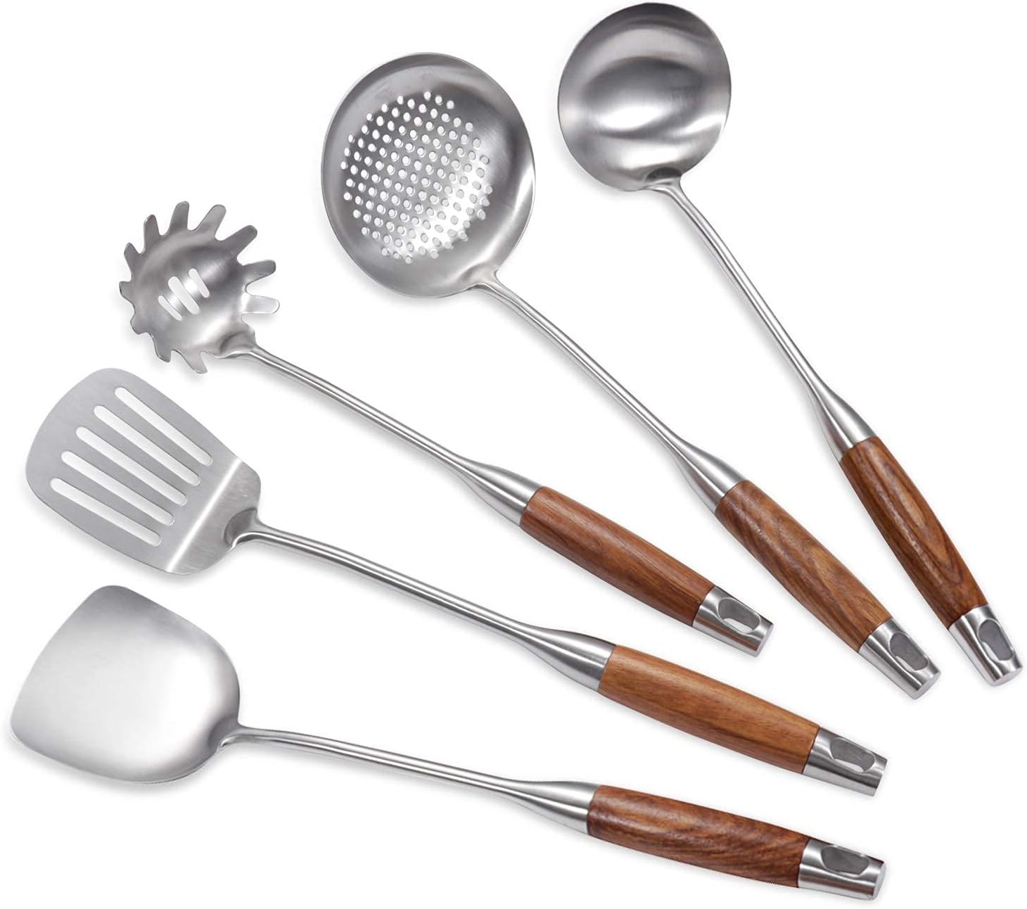 IQCWOOD Cooking Utensils Set, 5 Piece Wooden Utensils for Cooking, Stainless Steel Cooking Utensils, Wooden Spatula Kitchen Tool Set, Kitchen Gadgets Wood Cooking Spatula Set for Kitchen IQCWOOD Cooking Utensils Set, 5 Piece Wooden Utensils for Cooking, Stainless Steel Cooking Utensils, Wooden Spatula Kitchen Tool Set, Kitchen Gadgets Wood Cooking Spatula Set for Kitchen