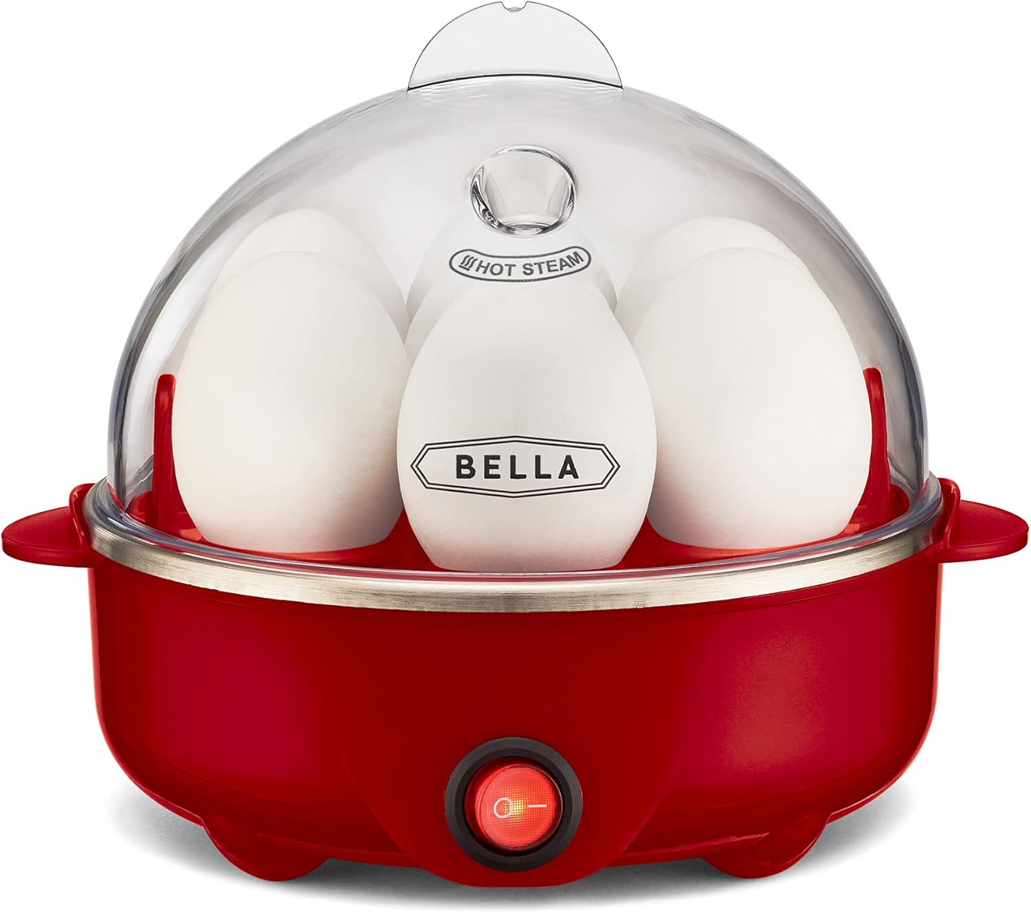 BELLA Rapid Electric Egg Cooker and Poacher with Auto Shut Off for Omelet, Soft, Medium and Hard Boiled Eggs – 7 Egg Capacity Tray, Single Stack, Red BELLA Rapid Electric Egg Cooker and Poacher with Auto Shut Off for Omelet, Soft, Medium and Hard Boiled Eggs – 7 Egg Capacity Tray, Single Stack, Red