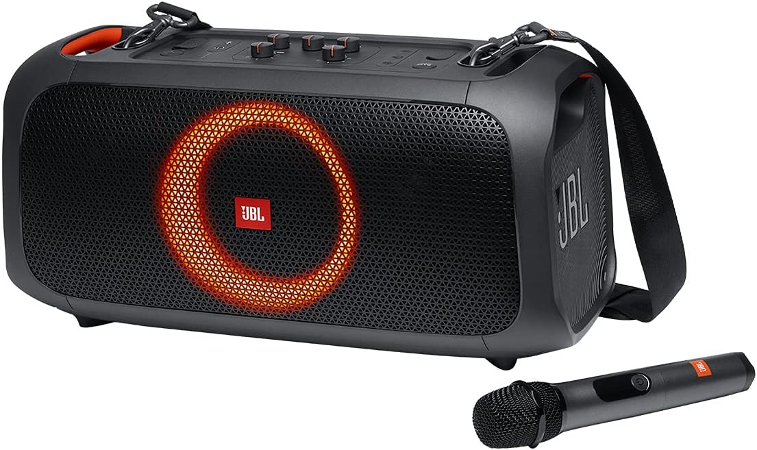 JBL PartyBox On-The-Go Powerful Portable Bluetooth Party Speaker with Dynamic Light Show, black JBL PartyBox On-The-Go Powerful Portable Bluetooth Party Speaker with Dynamic Light Show, black
