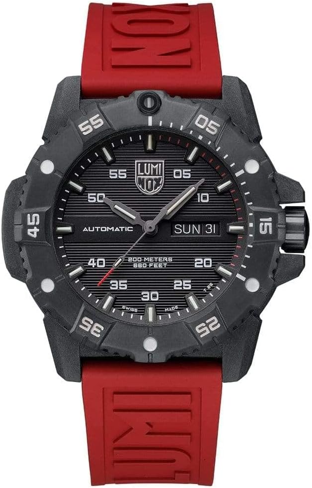Luminox – Master Carbon Seal Automatic XS.3875 – Mens Watch 45mm – Military Dive Watch in Red/Black Date and Day Function – 200m Water Resistant – Sapphire Glass – Mens Watches – Made in Switzerland Luminox – Master Carbon Seal Automatic XS.3875 – Mens Watch 45mm – Military Dive Watch in Red/Black Date and Day Function – 200m Water Resistant – Sapphire Glass – Mens Watches – Made in Switzerland