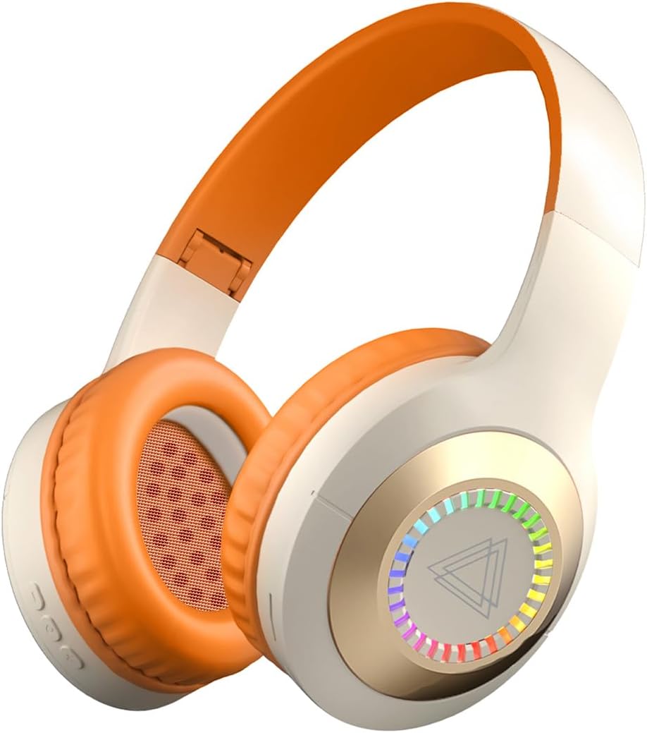 Wireless Bluetooth Headphones-Colorful Lights,Large Battery Capacity,Foldable,Bluetooth 5.3,10 m Range,Stereo Surround,Built-in Microphone,Comfortable affixed Ears (Khaki) Wireless Bluetooth Headphones-Colorful Lights,Large Battery Capacity,Foldable,Bluetooth 5.3,10 m Range,Stereo Surround,Built-in Microphone,Comfortable affixed Ears (Khaki)