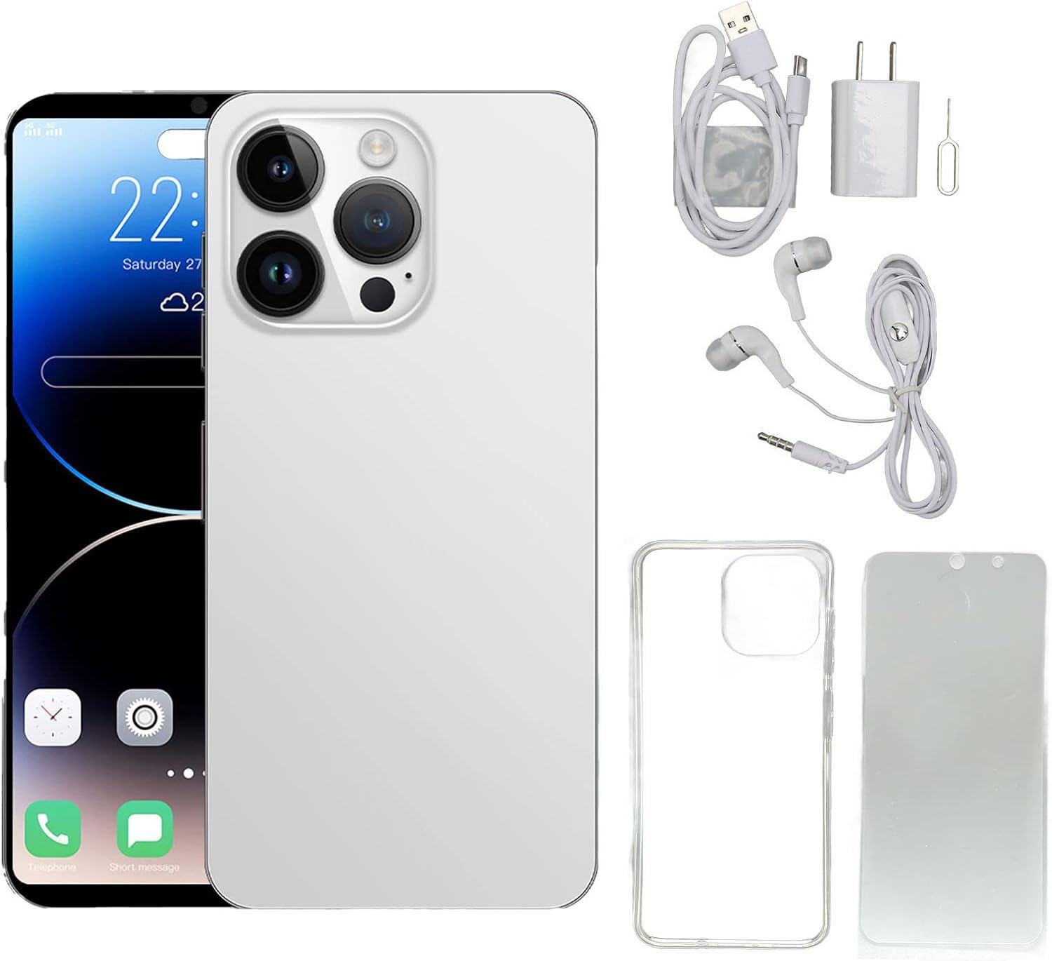Jectse I14 promax Smartphone, 6.1Inch HD 4GB 64GB Dual SIM Unlocked Cell Phone with 8MP 16MP Camera, 7000mAh Mobile Phone for 11, White Jectse I14 promax Smartphone, 6.1Inch HD 4GB 64GB Dual SIM Unlocked Cell Phone with 8MP 16MP Camera, 7000mAh Mobile Phone for 11, White