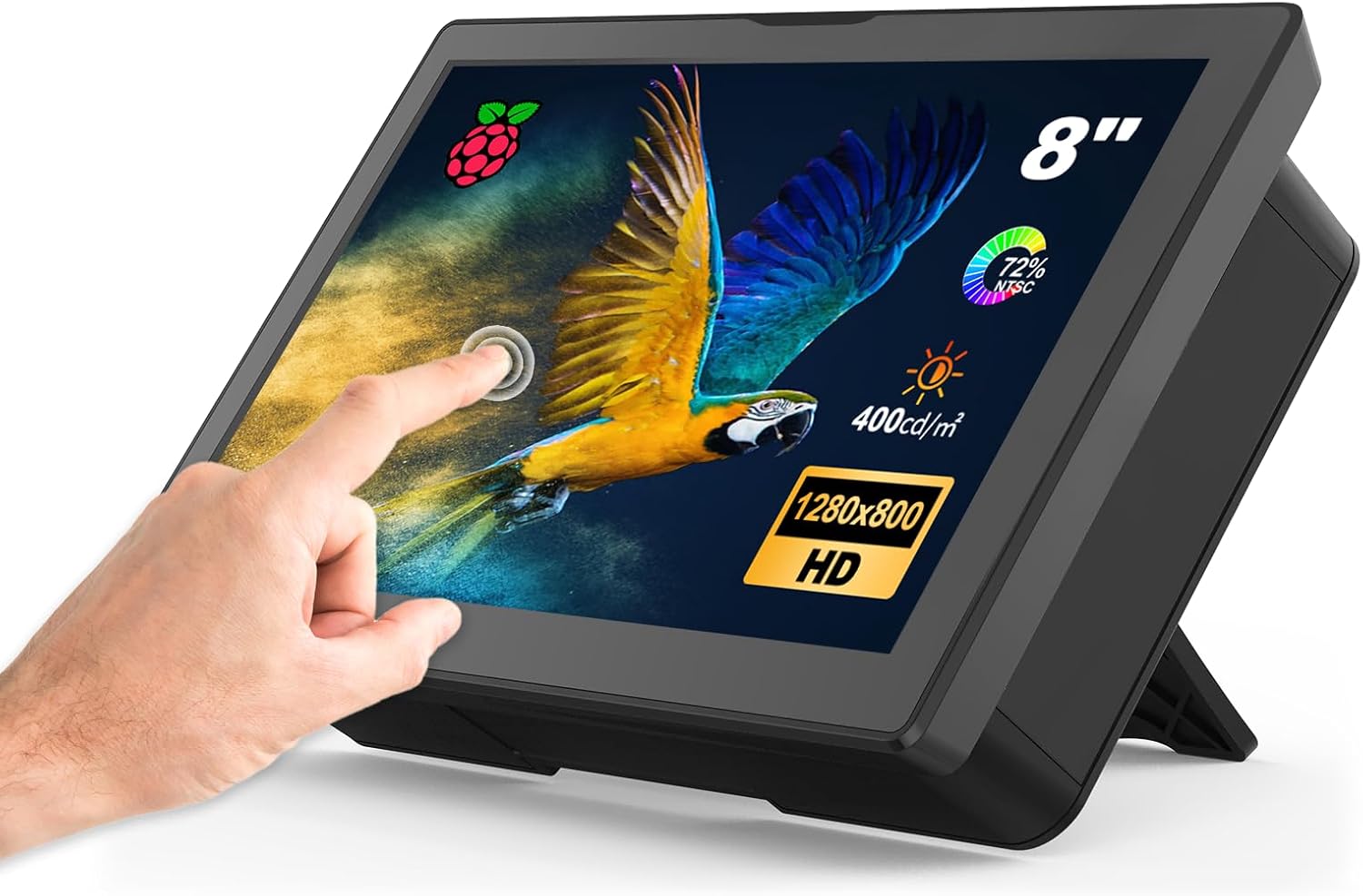 Touchscreen Monitor 8 Inch, HD 1280×800 16:9 IPS Screen HDMI Monitor Supports standard VESA Compatible with R Pi 4/3/2 Windows10/8/7 Touchscreen Monitor 8 Inch, HD 1280×800 16:9 IPS Screen HDMI Monitor Supports standard VESA Compatible with R Pi 4/3/2 Windows10/8/7