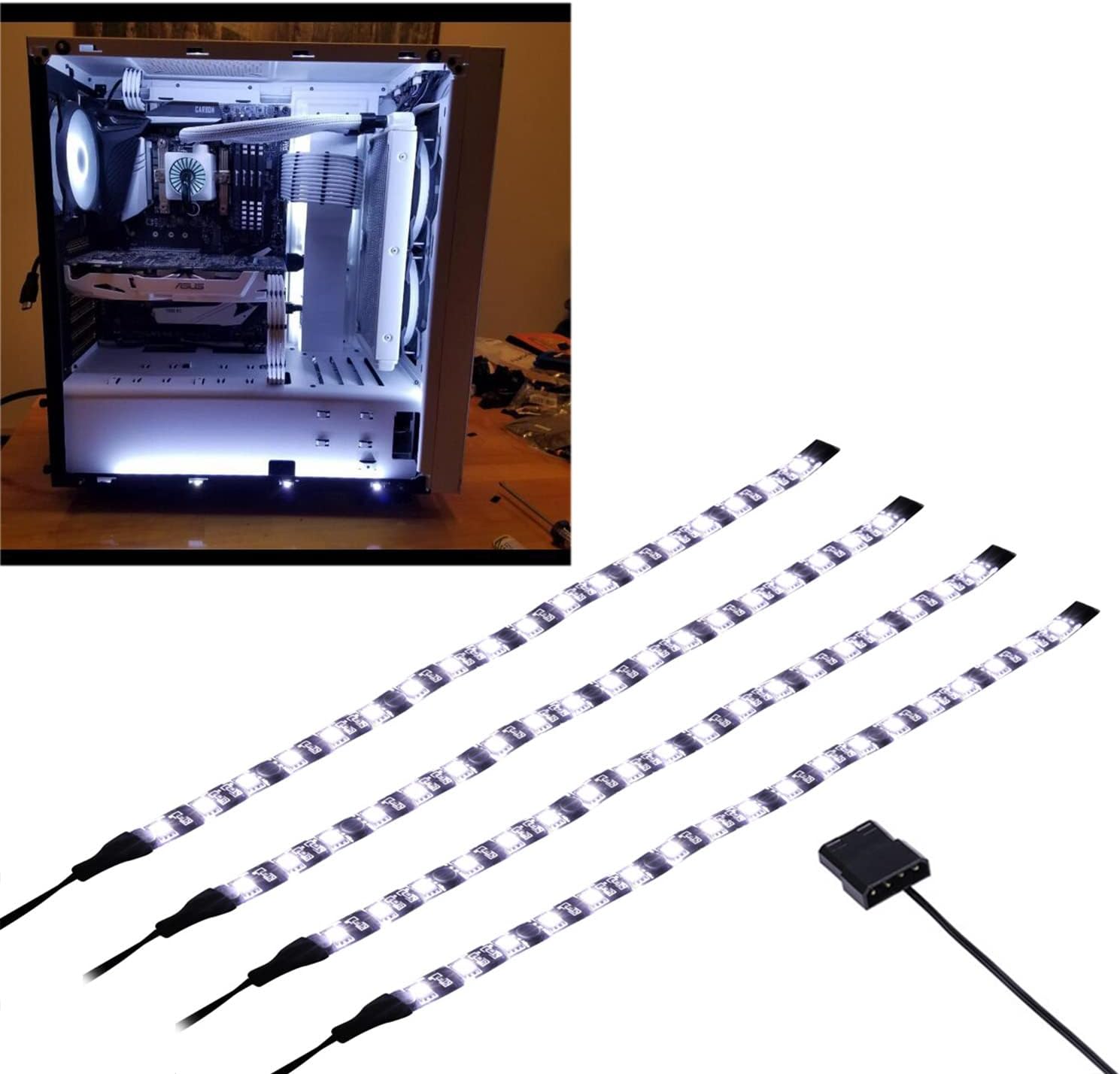 DS White Computer Light LED Strip with Magnetic Design for PC Case Lighting Kit,Mid Tower and Full Tower use (4Pack, S Series) DS White Computer Light LED Strip with Magnetic Design for PC Case Lighting Kit,Mid Tower and Full Tower use (4Pack, S Series)