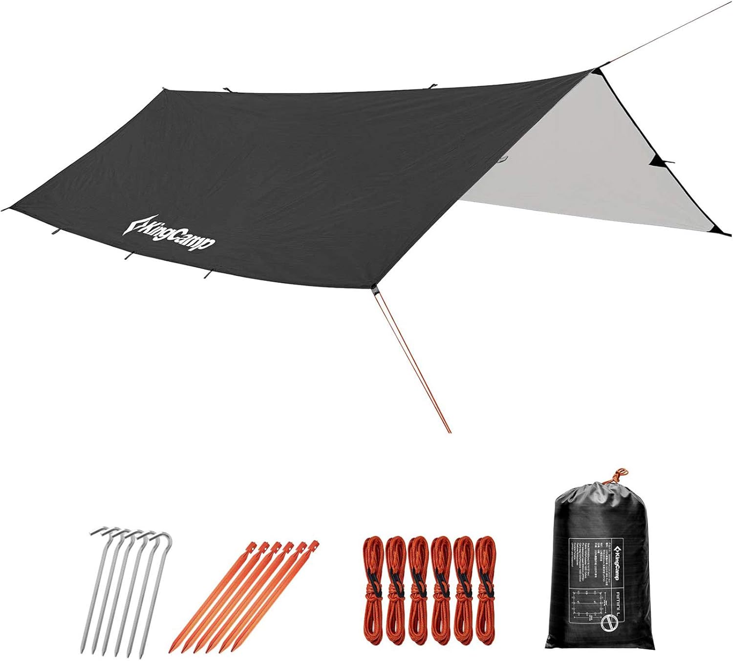 KingCamp Camping Tarp 10ft/13ft Oversize Tarp for Camping Lightweight Tearproof Hammock Rain Fly Waterproof Tarp with Silver Coating UPF50+ UV Protection for Backpacking Hiking Traveling Tent Tarps KingCamp Camping Tarp 10ft/13ft Oversize Tarp for Camping Lightweight Tearproof Hammock Rain Fly Waterproof Tarp with Silver Coating UPF50+ UV Protection for Backpacking Hiking Traveling Tent Tarps