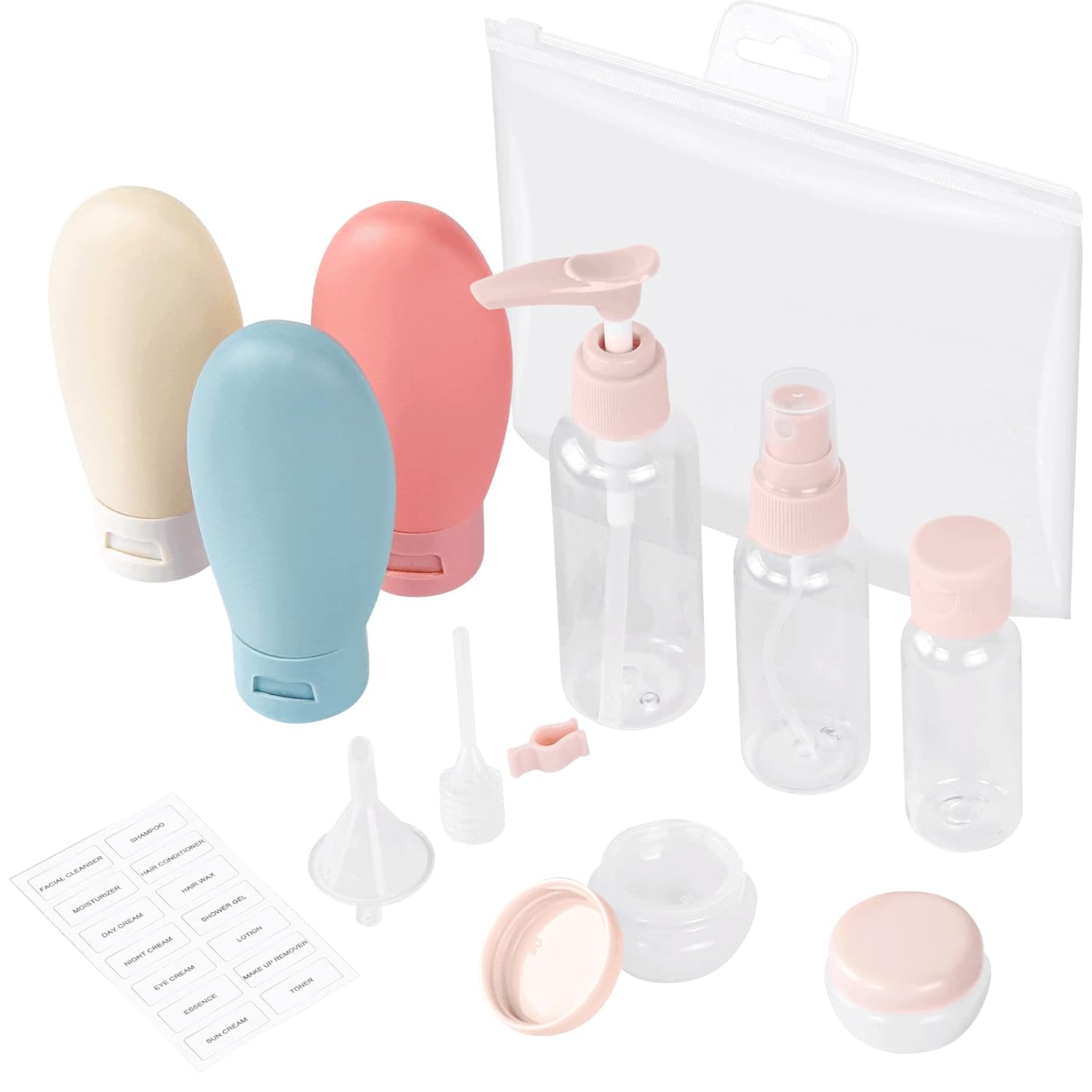 Travel Size Bottles for Toiletries Skincare Makeup Cosmetic Leakproof Refillable TSA Approved Carry on Airplane Accessories Essentials 13PCS Travel Size Bottles for Toiletries Skincare Makeup Cosmetic Leakproof Refillable TSA Approved Carry on Airplane Accessories Essentials 13PCS