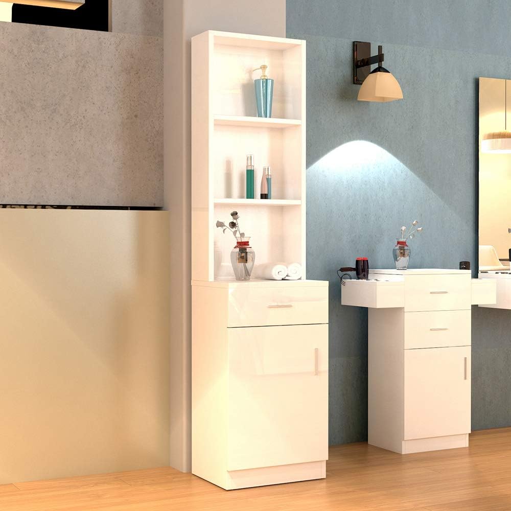 Salon Barber Station, Tall Bathroom Storage Cabinet, Wooden Floor Cabinet with Door, Freestanding Storage Organizer with Shelves, Drawer & Open Storage for Bathroom, Kitchen,Home Beauty Spa Equipment Salon Barber Station, Tall Bathroom Storage Cabinet, Wooden Floor Cabinet with Door, Freestanding Storage Organizer with Shelves, Drawer & Open Storage for Bathroom, Kitchen,Home Beauty Spa Equipment