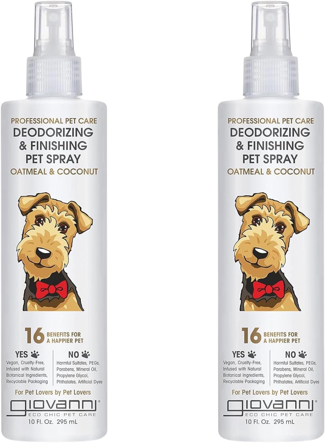 GIOVANNI Professional Pet Deodorizing & Finishing Pet Spray – Oatmeal & Coconut Helps Neutralizes Odors, Silkens, Freshens Fur – 10 oz (Pack of 2) GIOVANNI Professional Pet Deodorizing & Finishing Pet Spray – Oatmeal & Coconut Helps Neutralizes Odors, Silkens, Freshens Fur – 10 oz (Pack of 2)
