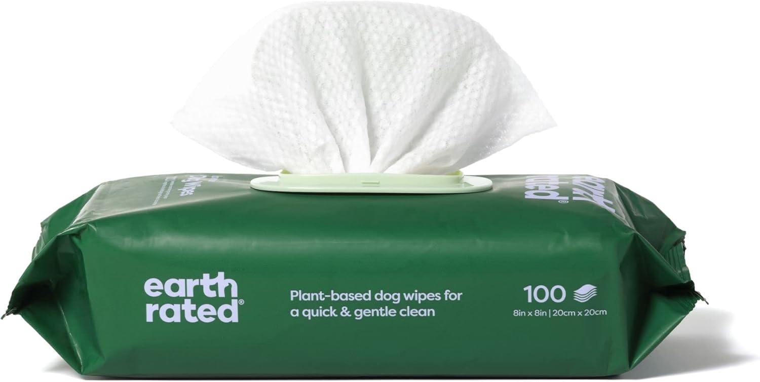 Earth Rated Hypoallergenic Dog Wipes, Cleaning and Odor-Controlling Grooming Wipes for Paws, Body, and Butt, Perfect for Puppy and Adult Dogs, Lavender Scented, 100 Count Earth Rated Hypoallergenic Dog Wipes, Cleaning and Odor-Controlling Grooming Wipes for Paws, Body, and Butt, Perfect for Puppy and Adult Dogs, Lavender Scented, 100 Count