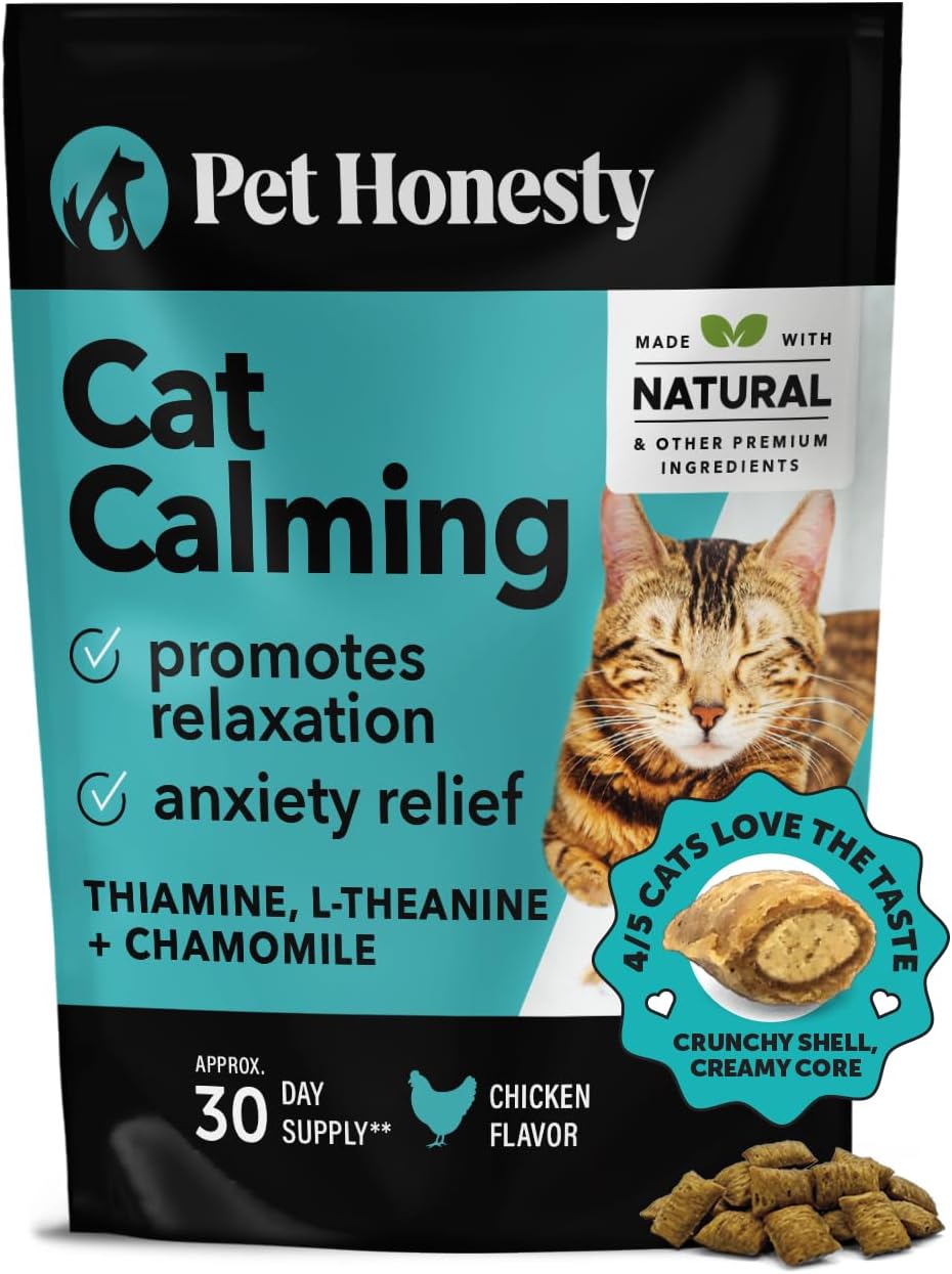 Pet Honesty Calming Chews for Cats – Cat Anxiety Relief + Helps Reduce Stress – Behavioral Support & Promotes Relaxation for Travel, Boarding, Vet Visits, Separation Anxiety – Chicken (30-Day Supply) Pet Honesty Calming Chews for Cats – Cat Anxiety Relief + Helps Reduce Stress – Behavioral Support & Promotes Relaxation for Travel, Boarding, Vet Visits, Separation Anxiety – Chicken (30-Day Supply)