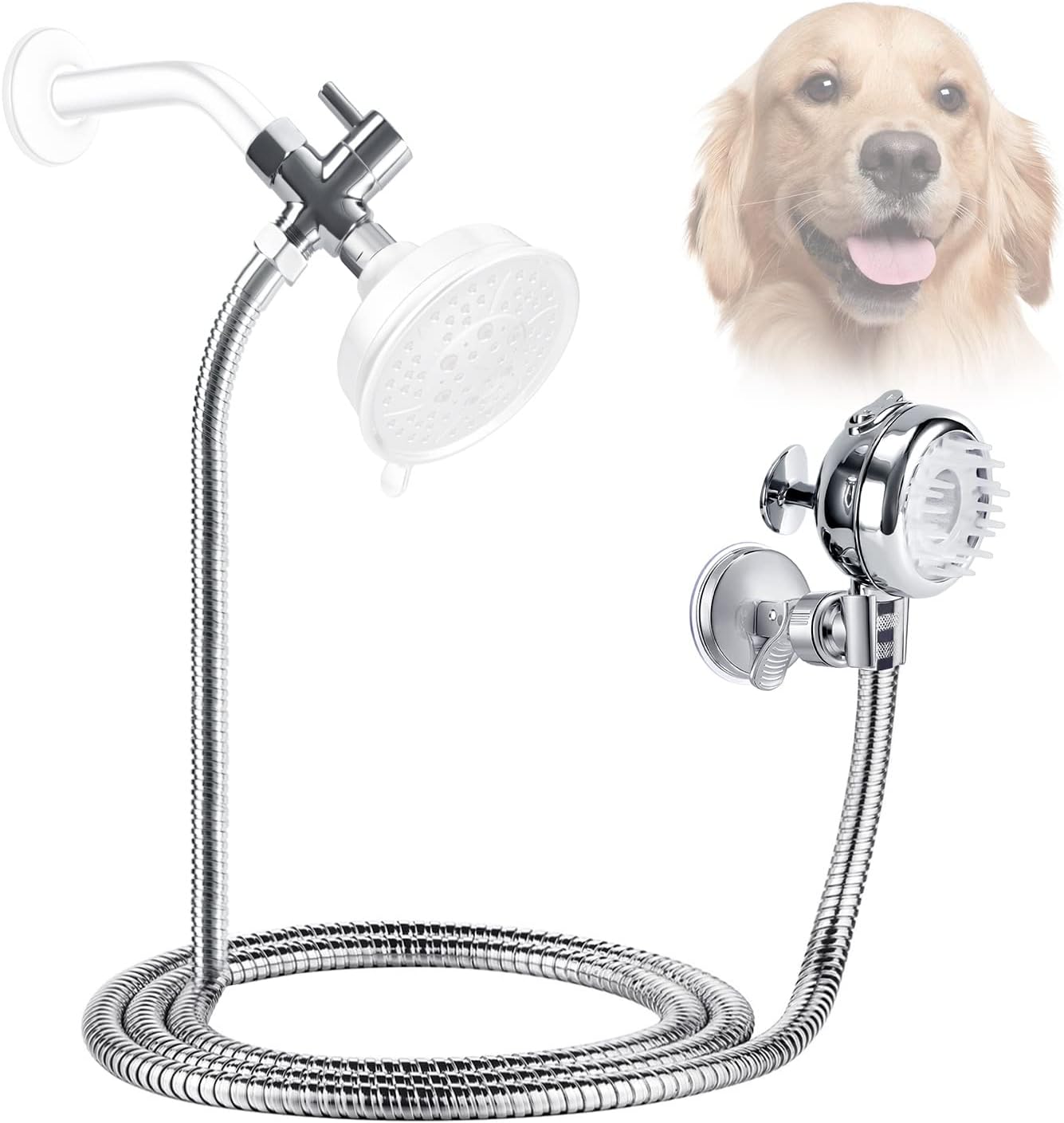 Pet Shower Set with 8.2ft Hose for Bathroom Shower Arm (Suction Holder) Pet Shower Set with 8.2ft Hose for Bathroom Shower Arm (Suction Holder)