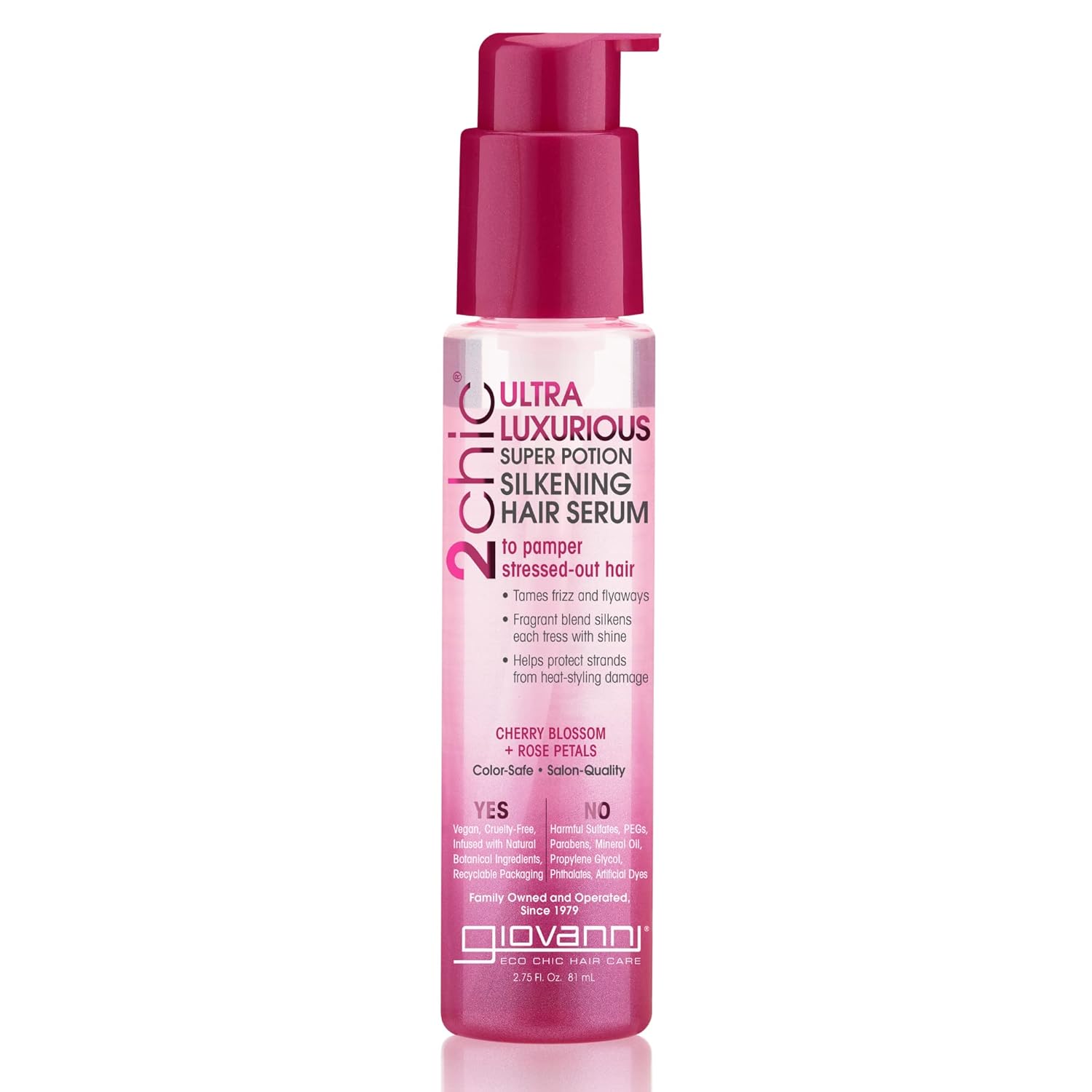 GIOVANNI 2chic Ultra-Luxurious Super Potion Silkening Hair Serum – Cherry Blossom & Rose Petals, Aloe Vera, Pro-Vitamin B5, Smooths Curly & Wavy Hair, Paraben Free, Color Safe – 2.75 oz GIOVANNI 2chic Ultra-Luxurious Super Potion Silkening Hair Serum – Cherry Blossom & Rose Petals, Aloe Vera, Pro-Vitamin B5, Smooths Curly & Wavy Hair, Paraben Free, Color Safe – 2.75 oz