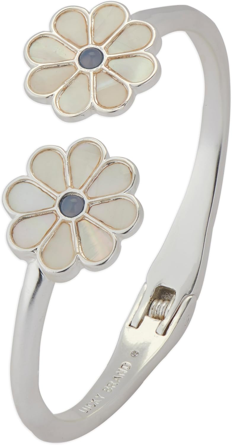 Lucky Brand Women’s Inlay Daisy Cuff, Silver, Unsized Lucky Brand Women’s Inlay Daisy Cuff, Silver, Unsized