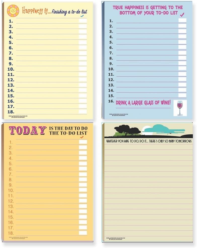 Stonehouse Collection Funny To Do Lists Note Pad Assorted Pack | 4 Funny ToDo List Pads | USA Made Stonehouse Collection Funny To Do Lists Note Pad Assorted Pack | 4 Funny ToDo List Pads | USA Made