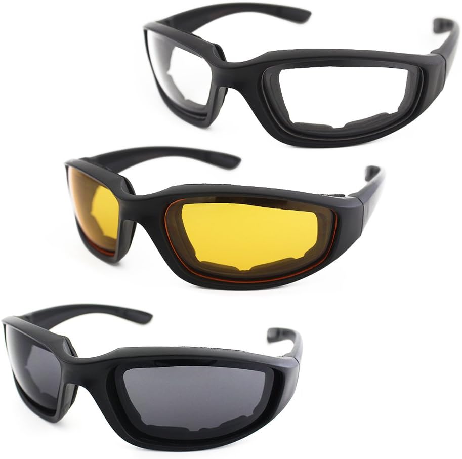 3 Pair Motorcycle Riding Glasses Padding Goggles UV Protection Dustproof Windproof Motorcycle Sunglasses for Outdoor Actives 3 Pair Motorcycle Riding Glasses Padding Goggles UV Protection Dustproof Windproof Motorcycle Sunglasses for Outdoor Actives