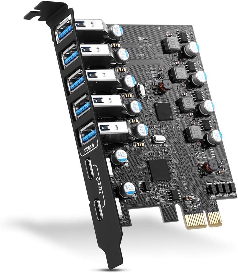 PCI-E to USB 3.0 7-Port(2X USB-C – 5X USB-A) Expansion Card,PCI Express USB Add in Card, Internal USB3 Hub Converter for Desktop PC Host Card Support Windows 10/8/7/XP and MAC OS 10.8.2 Above PCI-E to USB 3.0 7-Port(2X USB-C – 5X USB-A) Expansion Card,PCI Express USB Add in Card, Internal USB3 Hub Converter for Desktop PC Host Card Support Windows 10/8/7/XP and MAC OS 10.8.2 Above