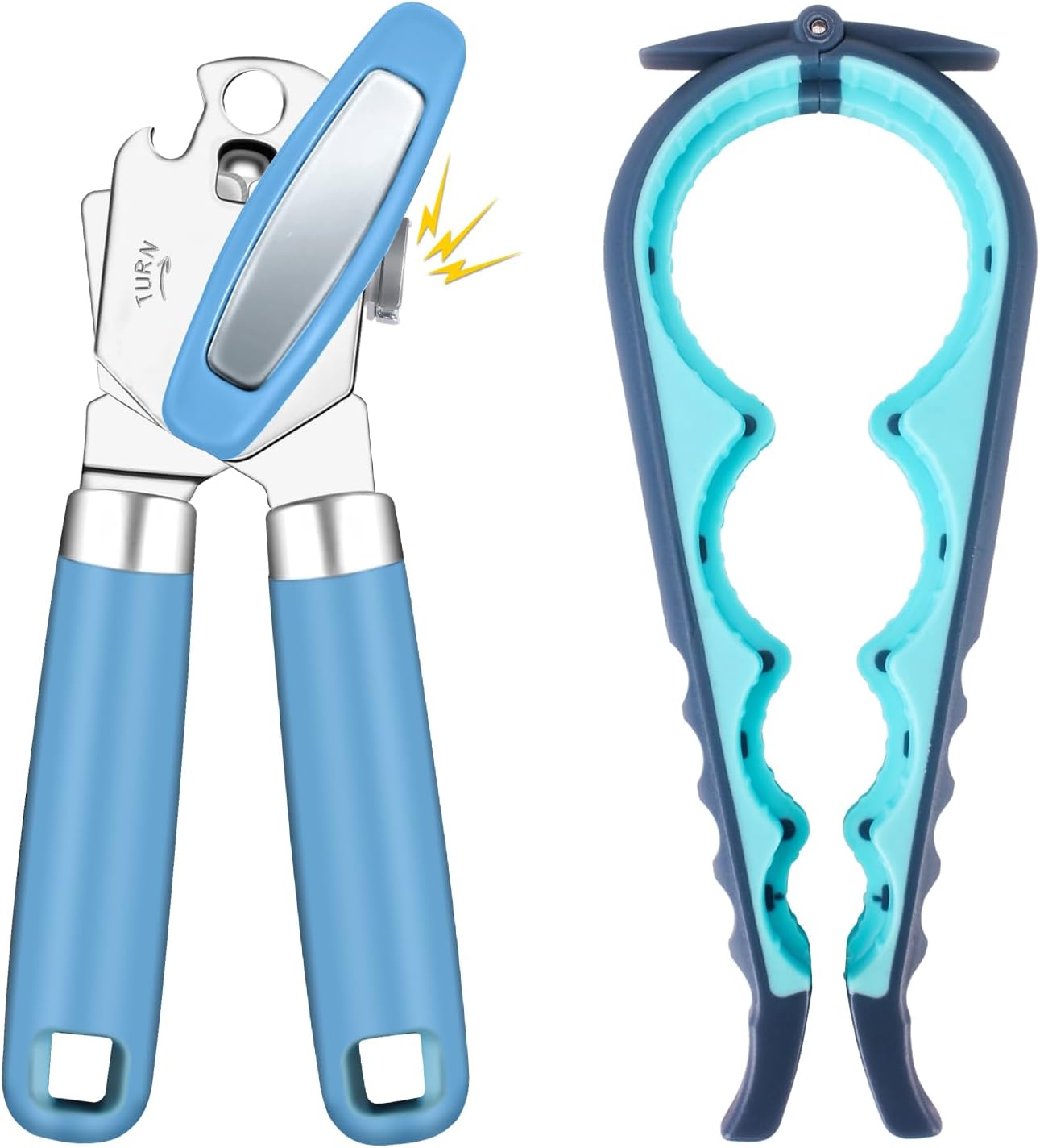 Can Opener Manual & Jar Opener set,Manual Can Opener with Magnet ,Heavy Duty can opener manual smooth edge.(2, Blue+Grey blue) Can Opener Manual & Jar Opener set,Manual Can Opener with Magnet ,Heavy Duty can opener manual smooth edge.(2, Blue+Grey blue)