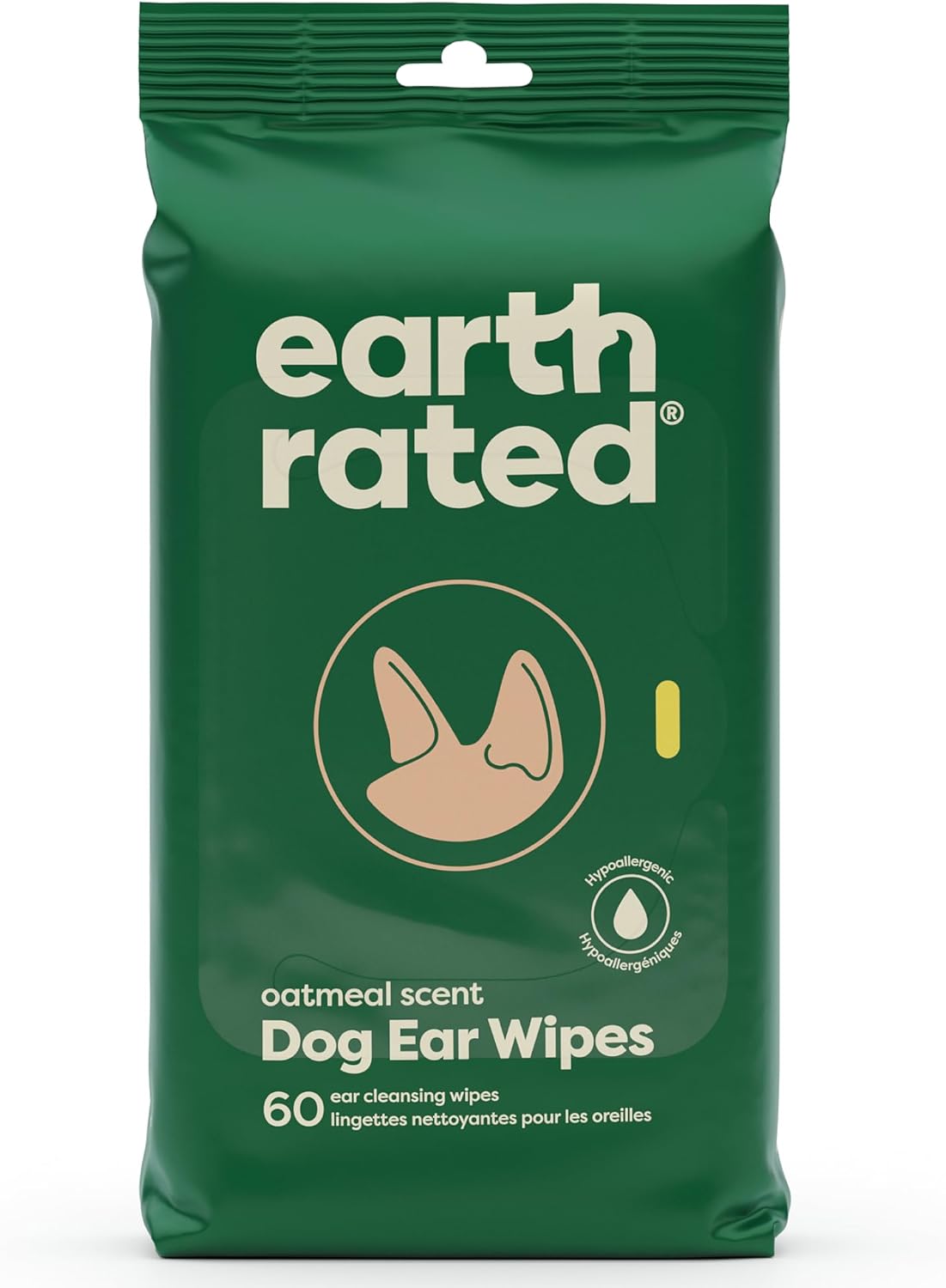 Earth Rated Pet Ear Wipes, Hypoallergenic Ear Wipes for Dogs & Cats to Remove Dirt and Wax Build up, Oatmeal Scent, 60 Count Earth Rated Pet Ear Wipes, Hypoallergenic Ear Wipes for Dogs & Cats to Remove Dirt and Wax Build up, Oatmeal Scent, 60 Count