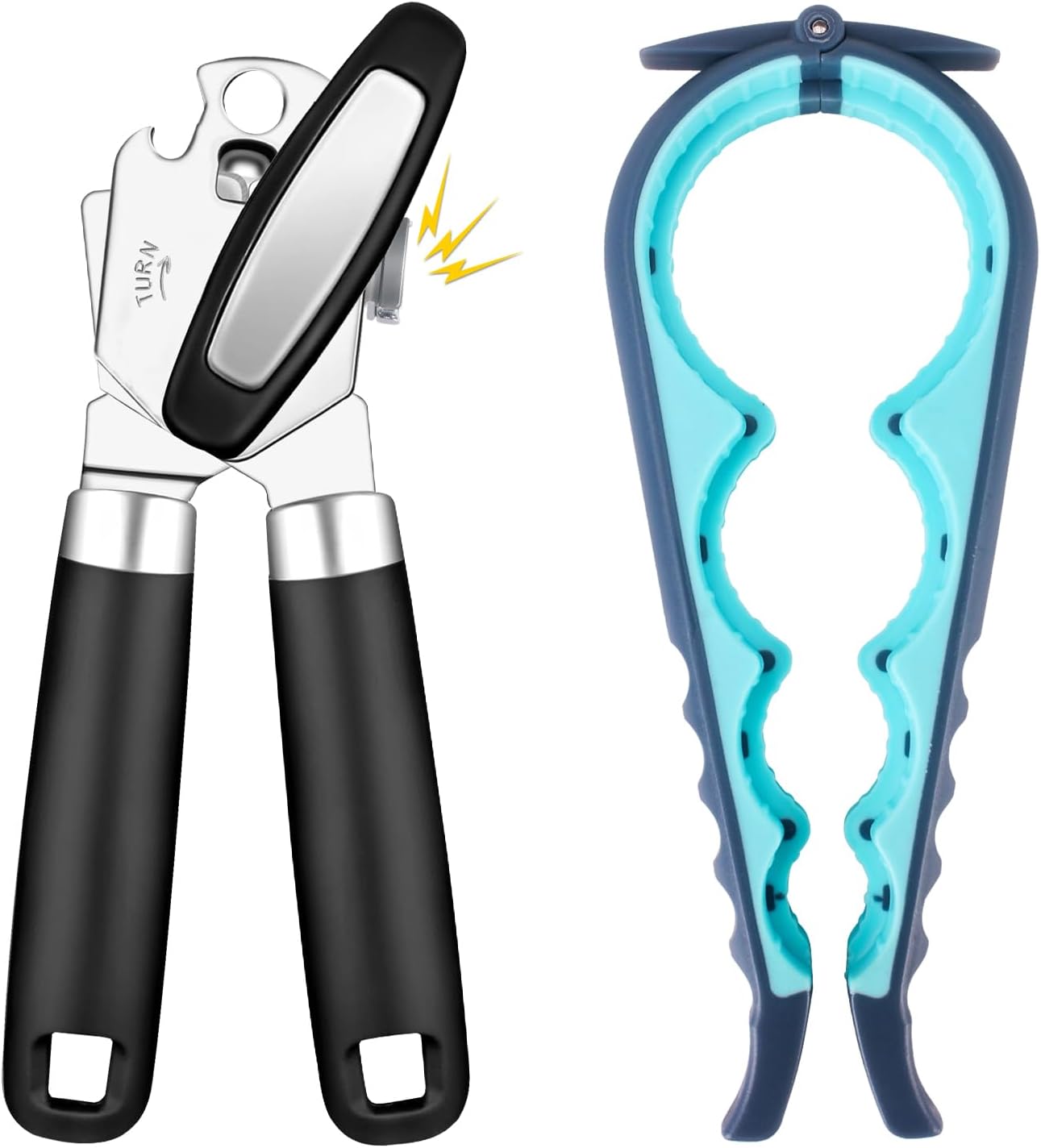 Can Opener Manual & Jar Opener set,Manual Can Opener with Magnetic ,Heavy Duty can opener manual smooth edge.(2, black+Grey blue) Can Opener Manual & Jar Opener set,Manual Can Opener with Magnetic ,Heavy Duty can opener manual smooth edge.(2, black+Grey blue)