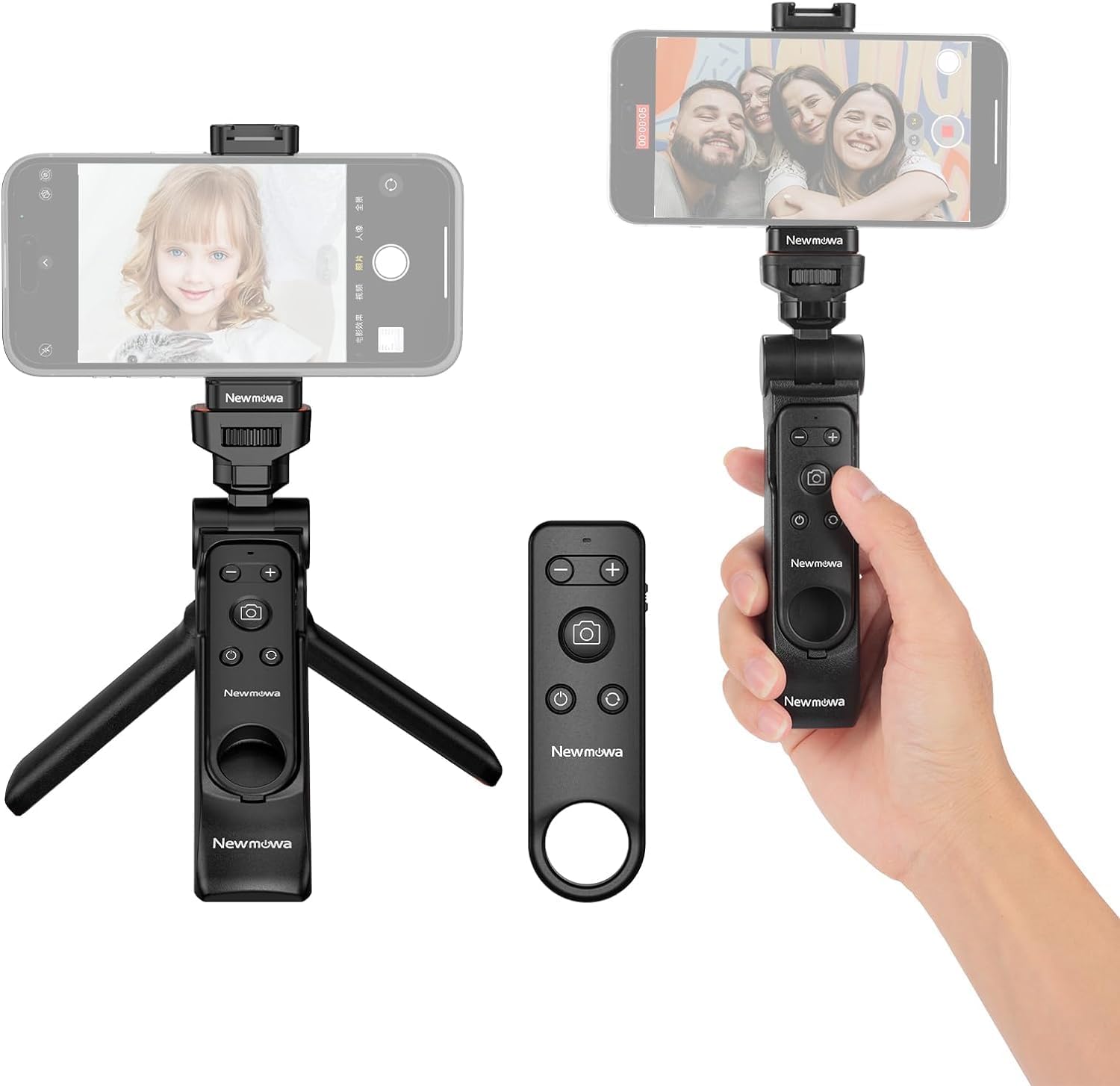 Newmowa Phone Remote Shutter Tripod, Foldable Tripod with Detachable Wireless Remote Control for iPhone Video Photo Shooting/Zooming/Lens Switching, Compatible with iPhone 6.1 Inch(iOS 15 Above) Newmowa Phone Remote Shutter Tripod, Foldable Tripod with Detachable Wireless Remote Control for iPhone Video Photo Shooting/Zooming/Lens Switching, Compatible with iPhone 6.1 Inch(iOS 15 Above)