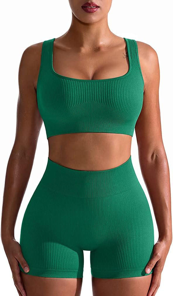 OQQ Workout Outfits for Women 2 Piece Seamless Ribbed High Waist Leggings with Sports Bra Exercise Set… OQQ Workout Outfits for Women 2 Piece Seamless Ribbed High Waist Leggings with Sports Bra Exercise Set…