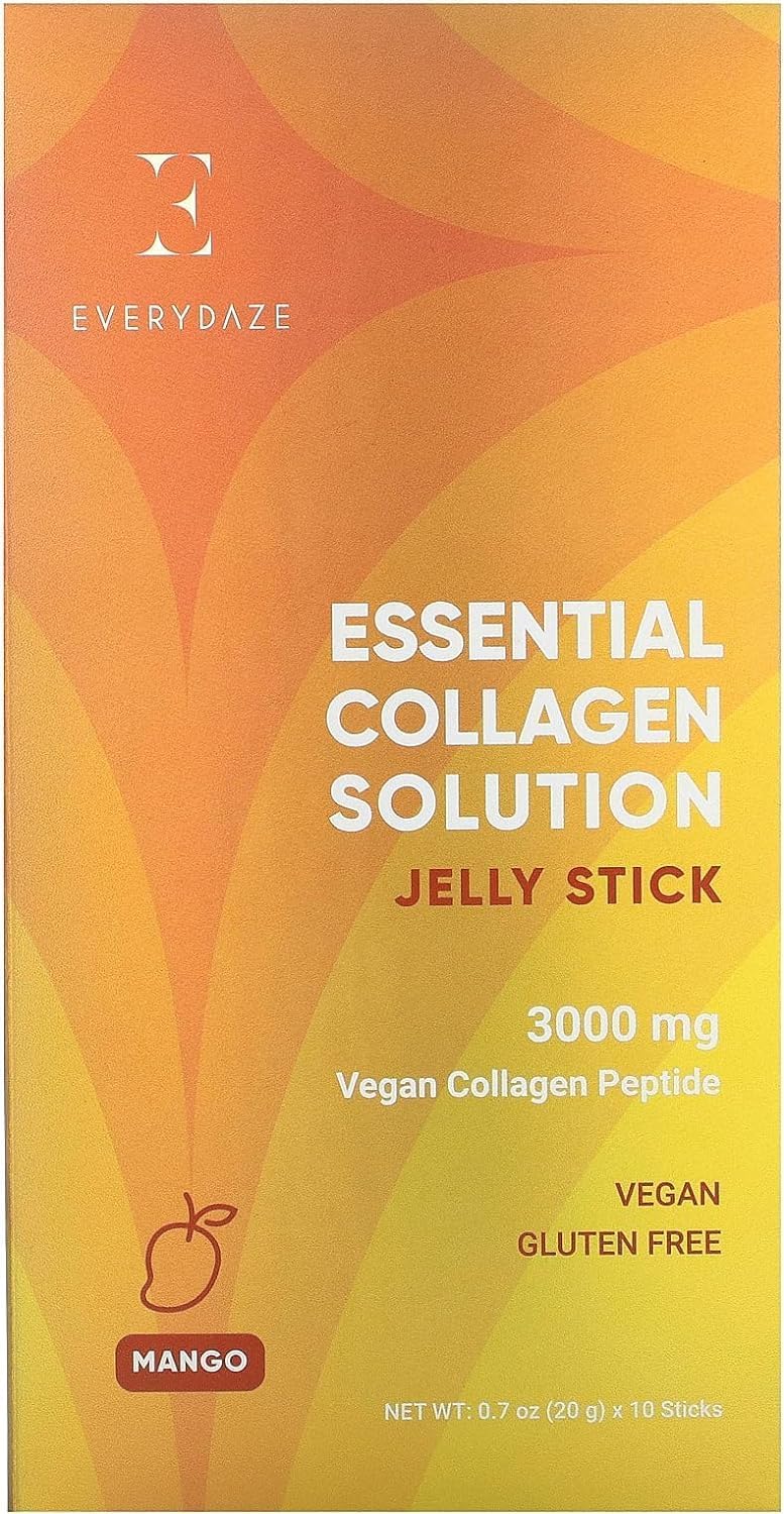EVERYDAZE Essential Collagen Solution Jelly Stick | Vegan Collagen Peptide | Mango | 10 Packs | Hair, Skin, Nails, Beauty, Bone, Joint Health | Vitamins, Minerals, Antioxidants for Men & Women EVERYDAZE Essential Collagen Solution Jelly Stick | Vegan Collagen Peptide | Mango | 10 Packs | Hair, Skin, Nails, Beauty, Bone, Joint Health | Vitamins, Minerals, Antioxidants for Men & Women