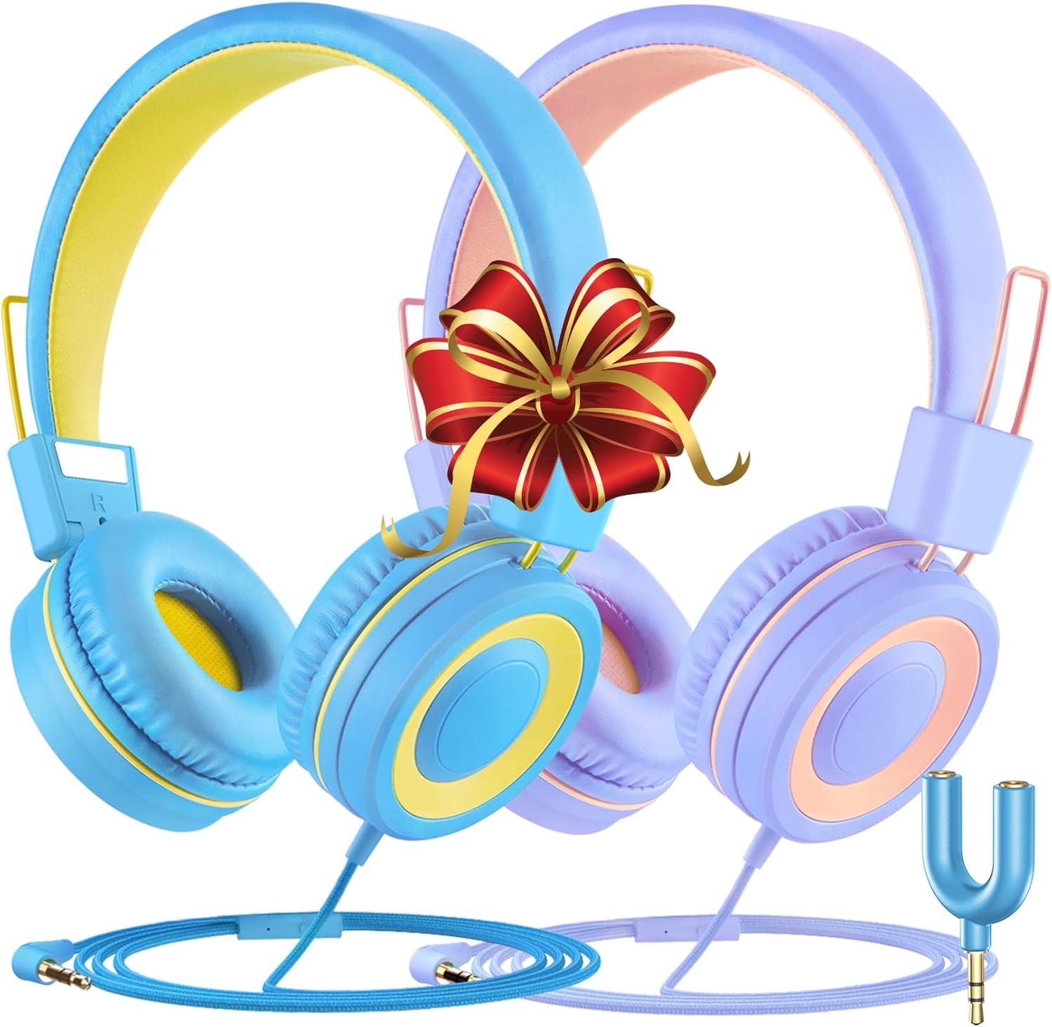 VotYoung Kids Headphones with Microphone for Kids, 2 Pack Kids Headphones with Sharing Splitter, Wired Kids Headset with 91dB Volume Limit, On-Ear Stereo Headset for School/Tablet/Travel VotYoung Kids Headphones with Microphone for Kids, 2 Pack Kids Headphones with Sharing Splitter, Wired Kids Headset with 91dB Volume Limit, On-Ear Stereo Headset for School/Tablet/Travel