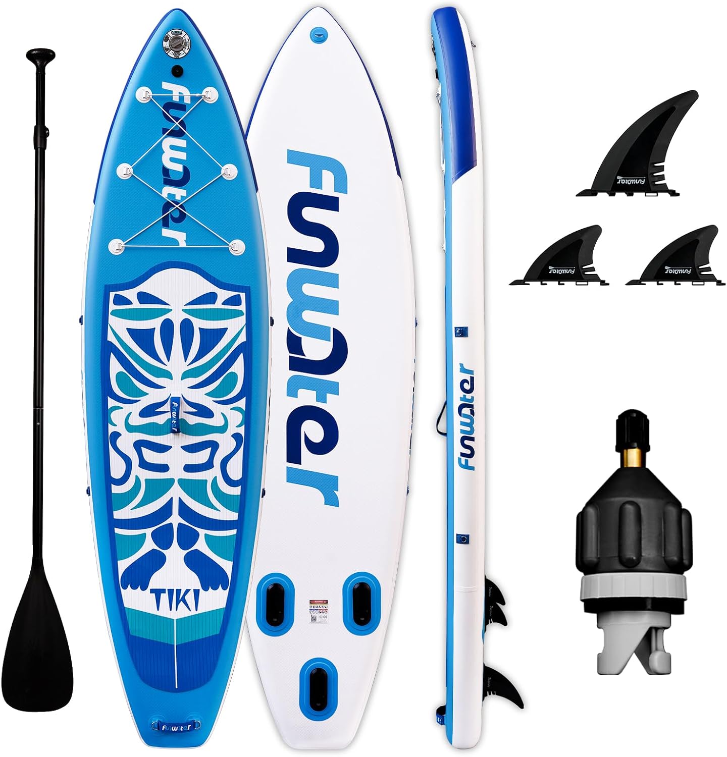 FunWater Inflatable Paddle Board SUP Stand Up Paddle Board for All Skill Levels Included ISUP, Paddle, Fins and Valve Adapters FunWater Inflatable Paddle Board SUP Stand Up Paddle Board for All Skill Levels Included ISUP, Paddle, Fins and Valve Adapters