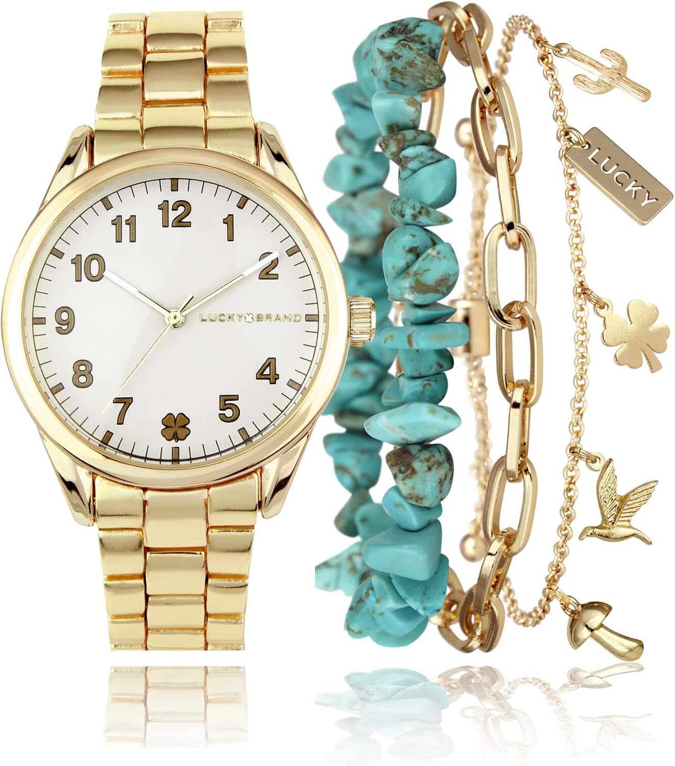 Lucky Brand Watches for Women Analog Watch Easy Reader Quartz Stainless Steel Women’s Wrist Watches Bracelet Gift Box Set (Gold) Lucky Brand Watches for Women Analog Watch Easy Reader Quartz Stainless Steel Women’s Wrist Watches Bracelet Gift Box Set (Gold)