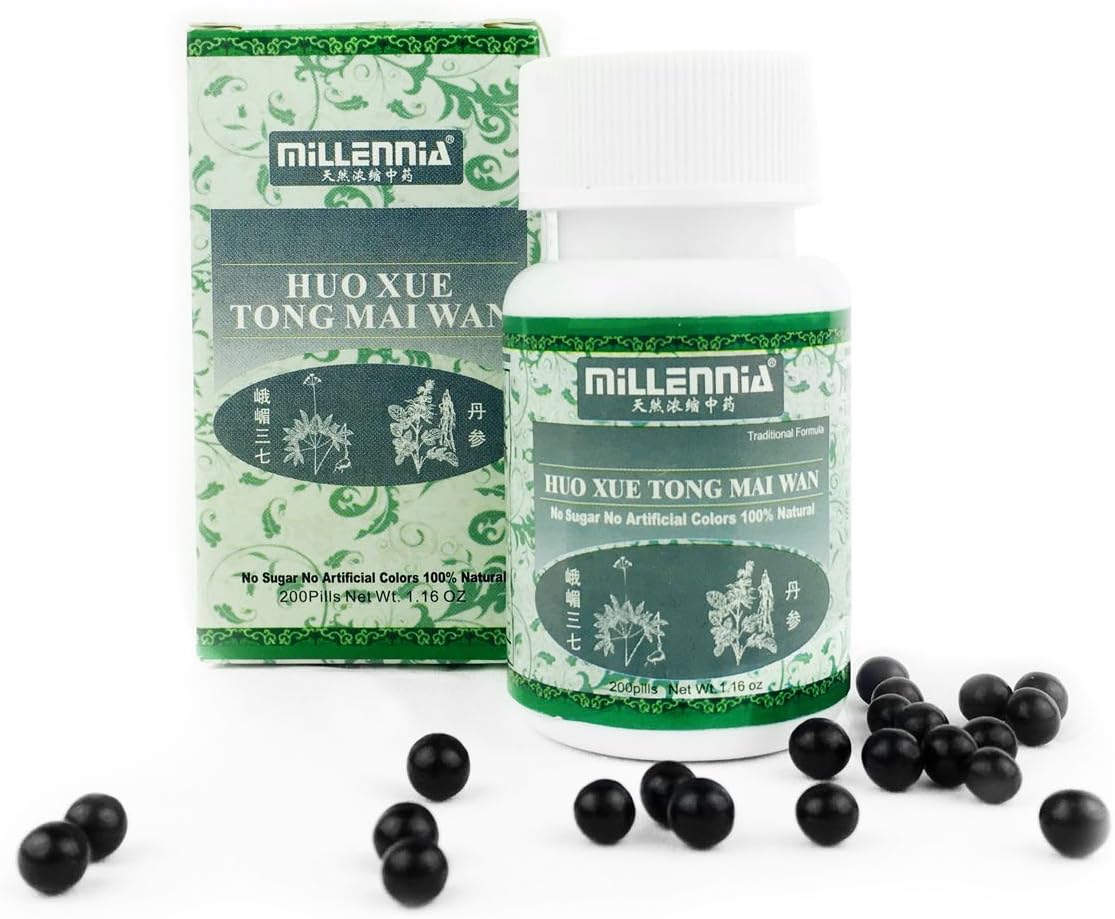 Millennia Herbal Supplement Pills – Huo Xue Tong Mai Wan – 12 Bottle Pack (200 Pills/Bottle) Millennia Herbal Supplement Pills – Huo Xue Tong Mai Wan – 12 Bottle Pack (200 Pills/Bottle)