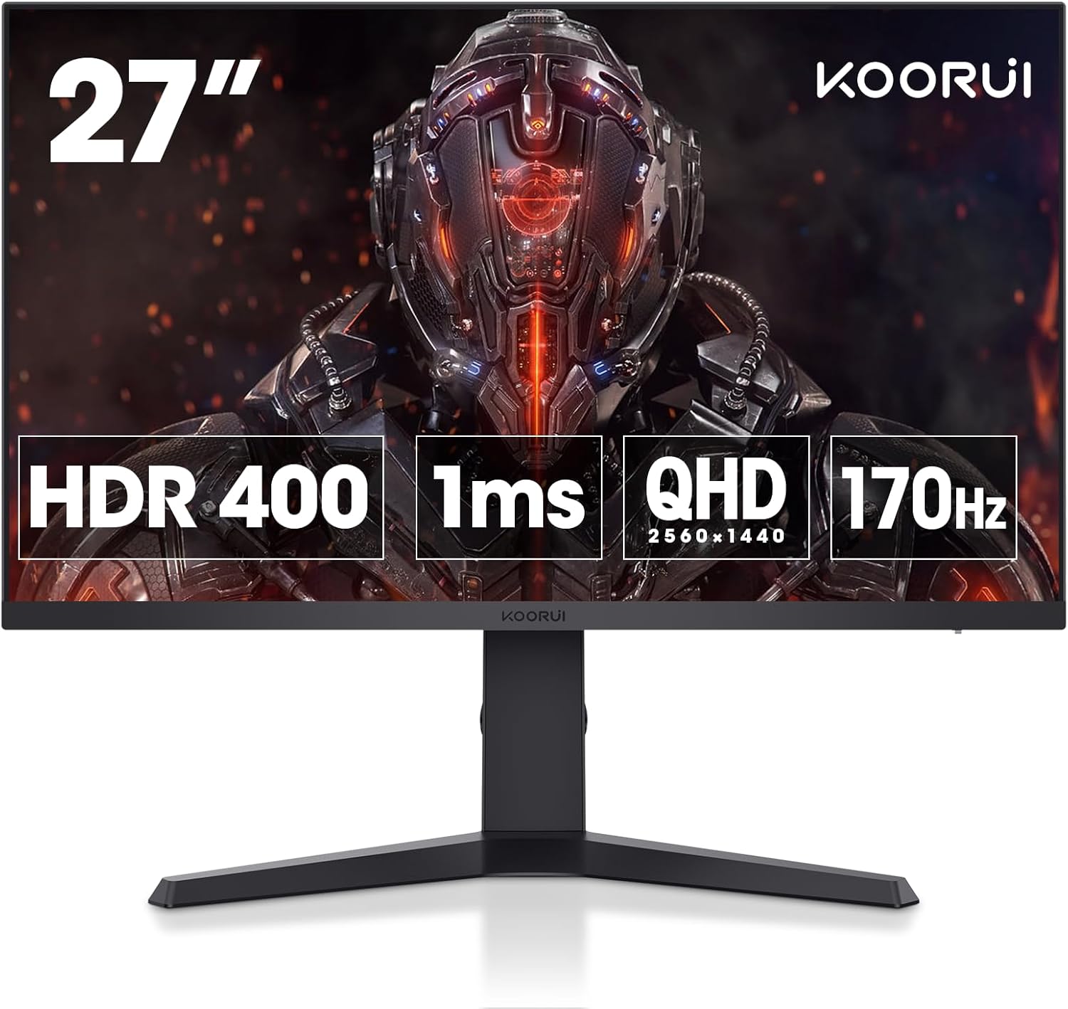 KOORUI Falcon 27″ QHD Gaming Monitor IPS, 170Hz, 1ms, HDR400, Compatibility G-Sync and FreeSync, Tilt Pivot Swivel Vertical Height Adjustable,2 HDMI 2.0 & 1 DisplayPor 1.2, 27E3Q, Black KOORUI Falcon 27″ QHD Gaming Monitor IPS, 170Hz, 1ms, HDR400, Compatibility G-Sync and FreeSync, Tilt Pivot Swivel Vertical Height Adjustable,2 HDMI 2.0 & 1 DisplayPor 1.2, 27E3Q, Black