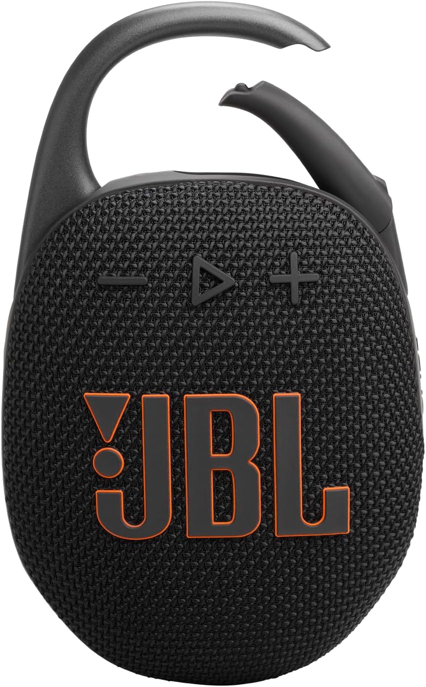 JBL Clip 5 – Ultra-Portable, Waterproof & Dustproof Bluetooth Speaker, Big Pro Sound with punchy bass, Integrated carabiner, Up to 12 Hours of Play, Made in part with recycled materials (Black) JBL Clip 5 – Ultra-Portable, Waterproof & Dustproof Bluetooth Speaker, Big Pro Sound with punchy bass, Integrated carabiner, Up to 12 Hours of Play, Made in part with recycled materials (Black)