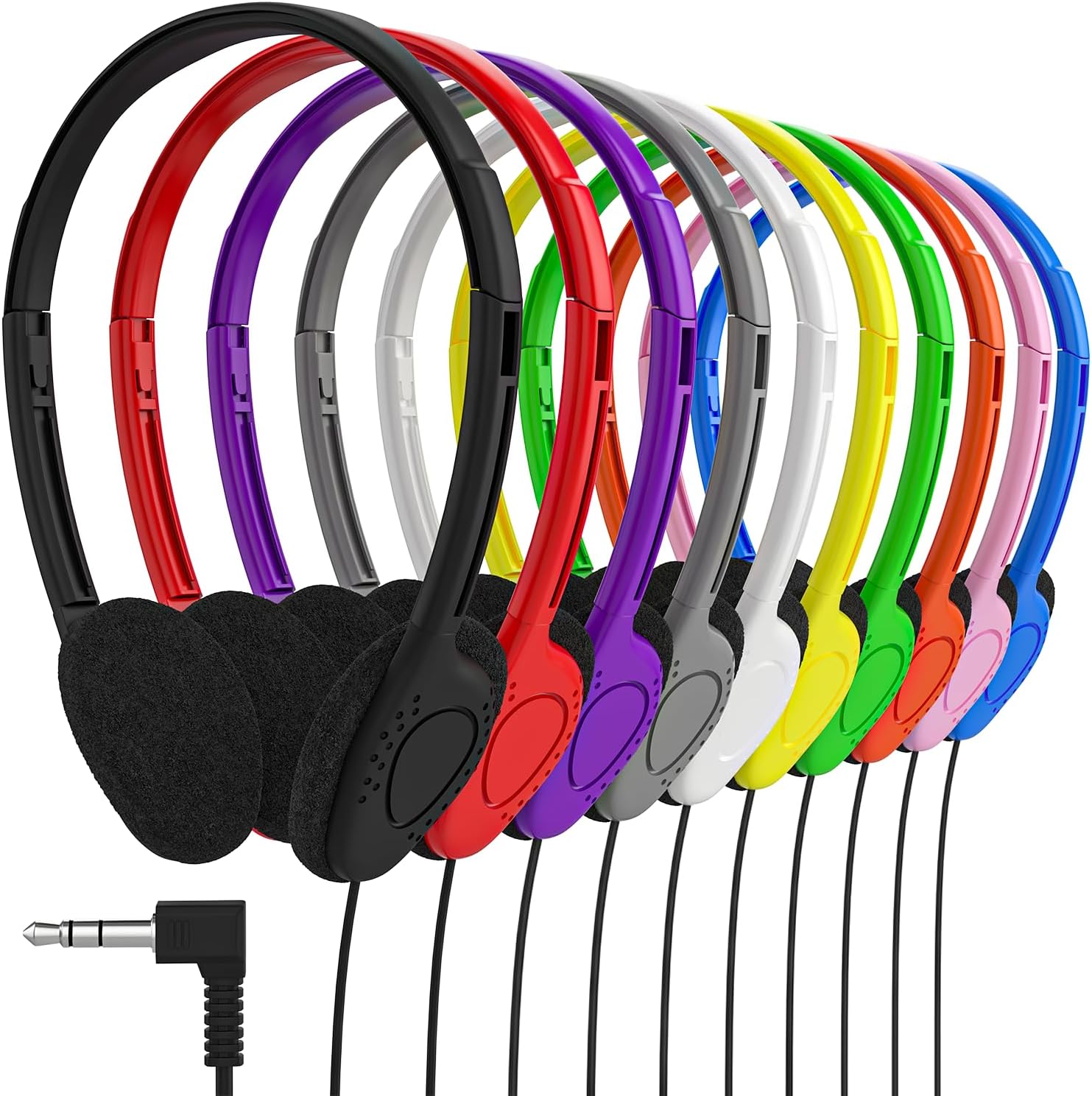 Maeline Bulk Classroom Student Headphones On Ear Stereo Headphones Flexible Adjustable Band for Kids Online Learning, Library, School, Airplane, Travel – 3.5mm Plug – 20 Pack – Multi Maeline Bulk Classroom Student Headphones On Ear Stereo Headphones Flexible Adjustable Band for Kids Online Learning, Library, School, Airplane, Travel – 3.5mm Plug – 20 Pack – Multi