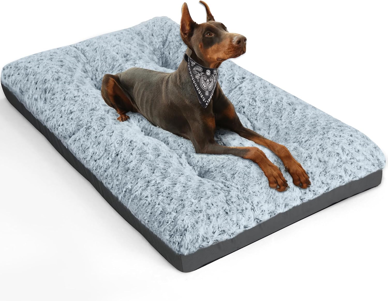Deluxe Washable Dog Bed for Large Dogs Dog Crate Mat 36 Inch Comfy Fluffy Kennel Pad Anti-Slip for Dogs Up to 70 lbs, 36″ x 23″, Grey Deluxe Washable Dog Bed for Large Dogs Dog Crate Mat 36 Inch Comfy Fluffy Kennel Pad Anti-Slip for Dogs Up to 70 lbs, 36″ x 23″, Grey