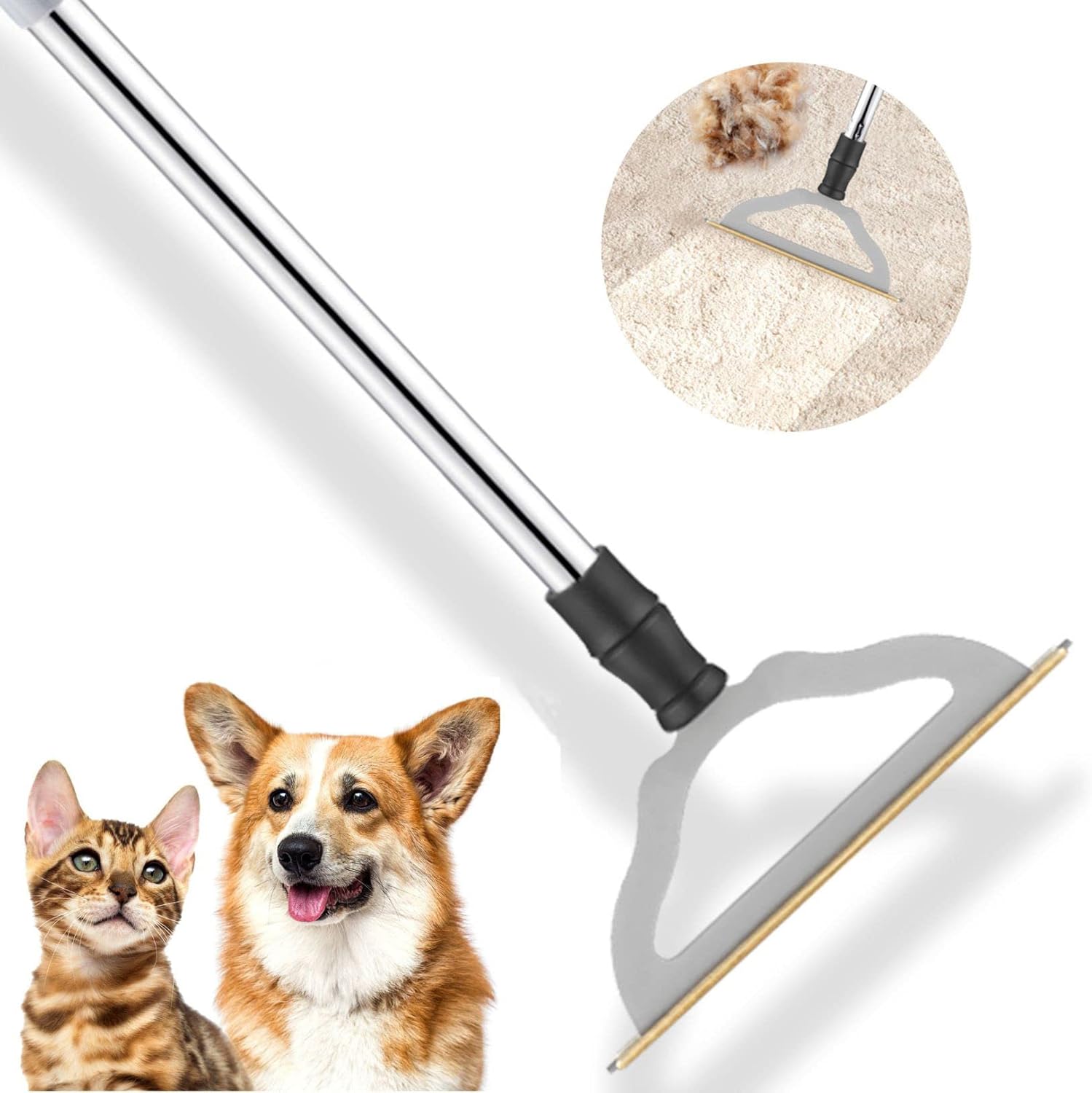 Pet Hair Remover for Carpets, Adjustable Long Handle Carpet Rake for Dog Cat Hair Removal, Powerful Carpet Hair Removal Broom, Reusable Large Fur Scraper Tool Pet Hair Remover for Carpets, Adjustable Long Handle Carpet Rake for Dog Cat Hair Removal, Powerful Carpet Hair Removal Broom, Reusable Large Fur Scraper Tool