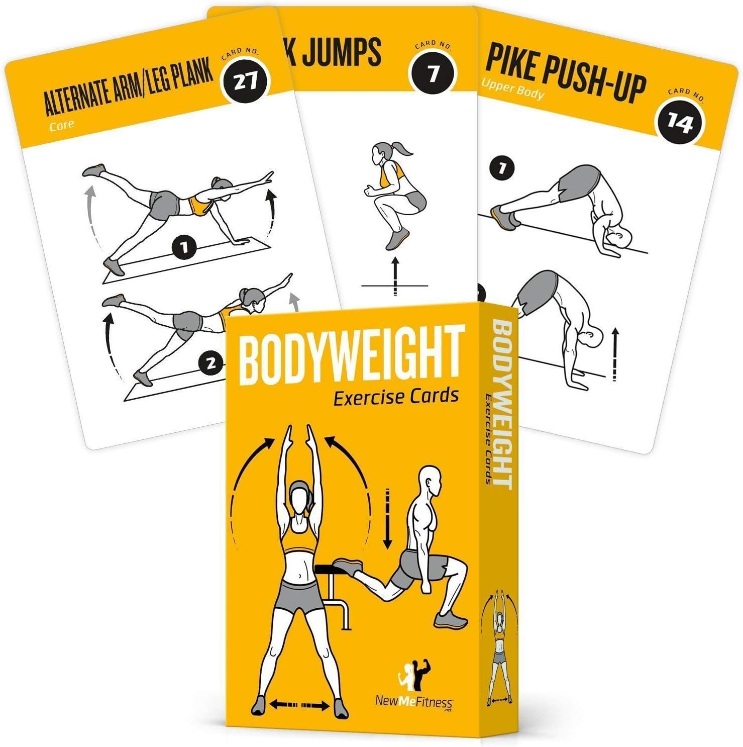 NewMe Fitness Bodyweight Workout Cards, Instructional Fitness Deck for Women & Men, Beginner Fitness Guide to Training Exercises at Home or Gym (Bodyweight, Vol 1) NewMe Fitness Bodyweight Workout Cards, Instructional Fitness Deck for Women & Men, Beginner Fitness Guide to Training Exercises at Home or Gym (Bodyweight, Vol 1)