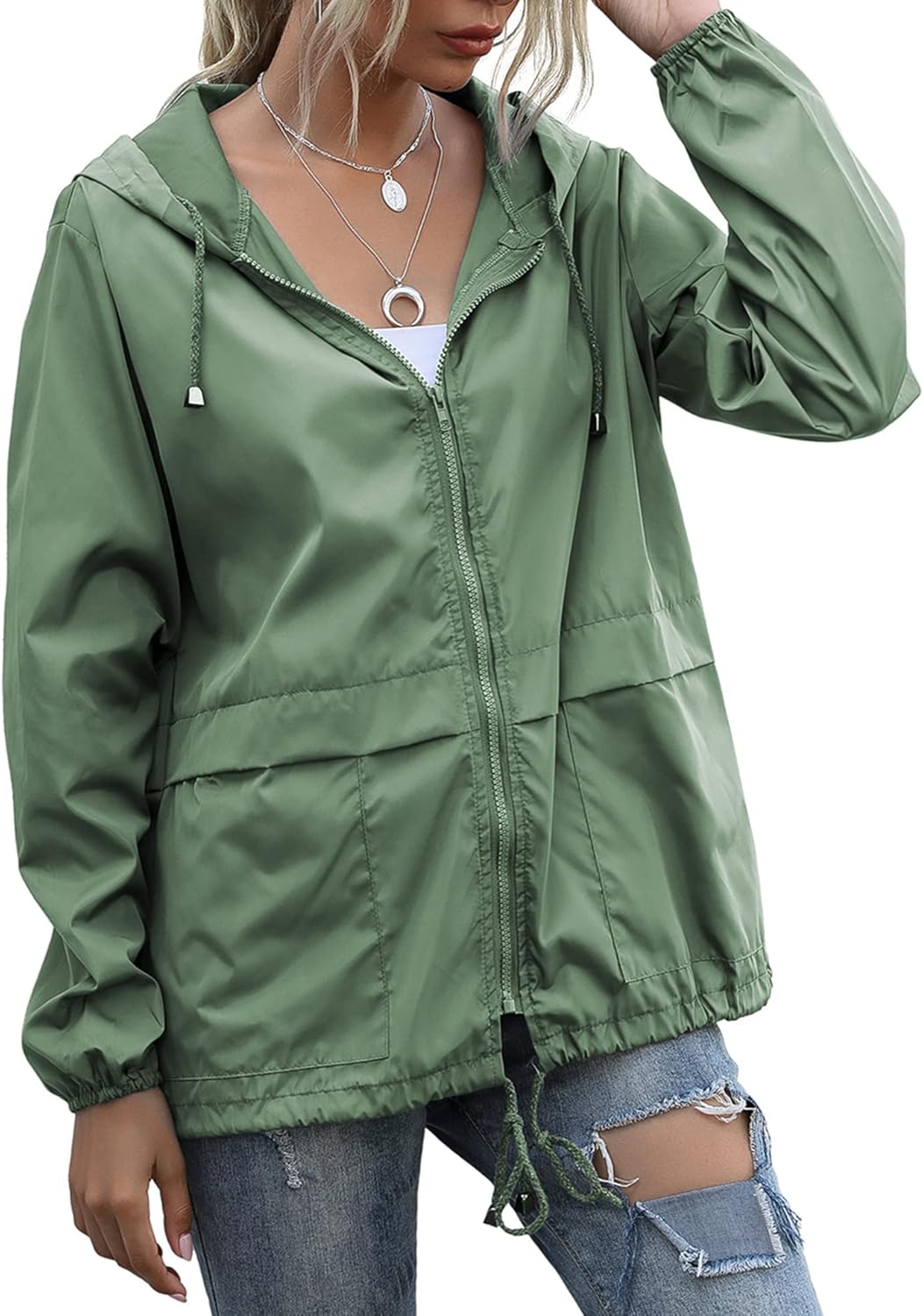 Women’s Raincoats Lightweight Waterproof Windproof Adjustable Windbreaker Rain Jackets Hooded with Pockets S-XXL Women’s Raincoats Lightweight Waterproof Windproof Adjustable Windbreaker Rain Jackets Hooded with Pockets S-XXL