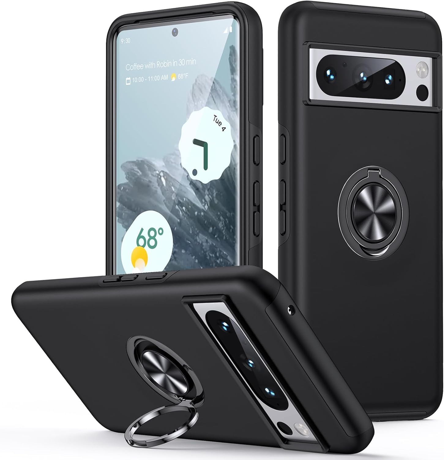 KOVASIA Designed for Google Pixel 8 Pro,Case with 360° Ring Stand, Multi-Layer Protective Case, Shockproof Cover for Google Pixel 8 Pro Case,Black KOVASIA Designed for Google Pixel 8 Pro,Case with 360° Ring Stand, Multi-Layer Protective Case, Shockproof Cover for Google Pixel 8 Pro Case,Black