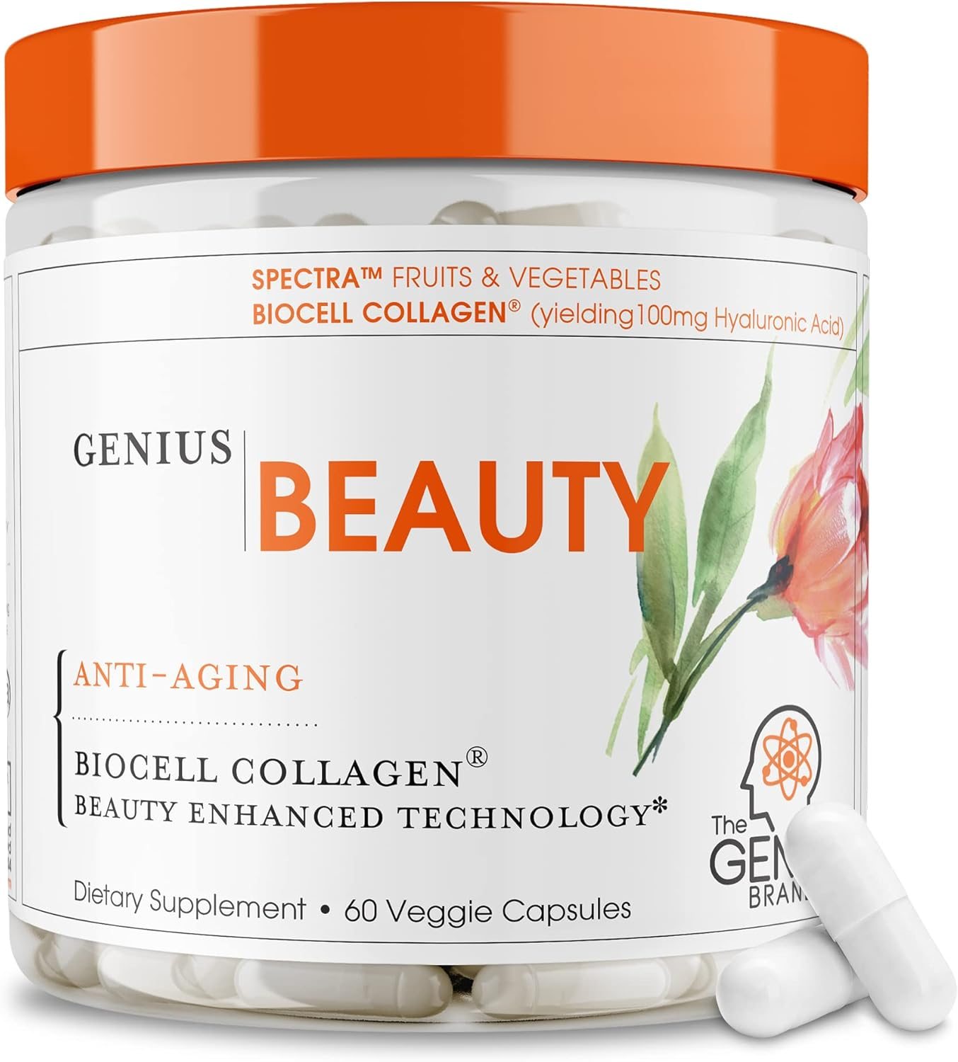 Genius Beauty, Hair Skin & Nails Vitamins, 60 Capsules – Anti-Aging Antioxidant Supplement, Hydrolyzed Collagen Pills, Glutathione & Astaxanthin – Detox Cleanse, Wrinkles, Hair Growth & Healthy Skin Genius Beauty, Hair Skin & Nails Vitamins, 60 Capsules – Anti-Aging Antioxidant Supplement, Hydrolyzed Collagen Pills, Glutathione & Astaxanthin – Detox Cleanse, Wrinkles, Hair Growth & Healthy Skin