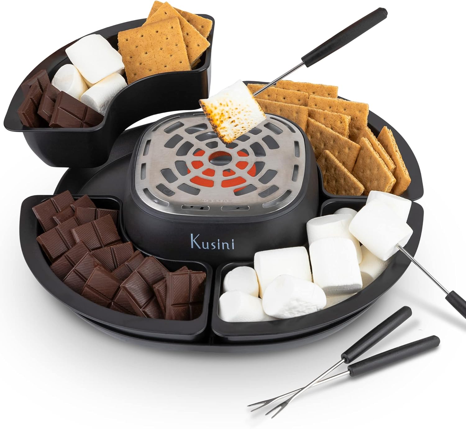 Smores Maker Tabletop Indoor – Flameless Electric Marshmallow Roaster – 4 Detachable Trays & 4 Roasting Forks – Gift Set & Date Night Idea. Movie Night Supplies & Housewarming Gift Smores Maker Tabletop Indoor – Flameless Electric Marshmallow Roaster – 4 Detachable Trays & 4 Roasting Forks – Gift Set & Date Night Idea. Movie Night Supplies & Housewarming Gift