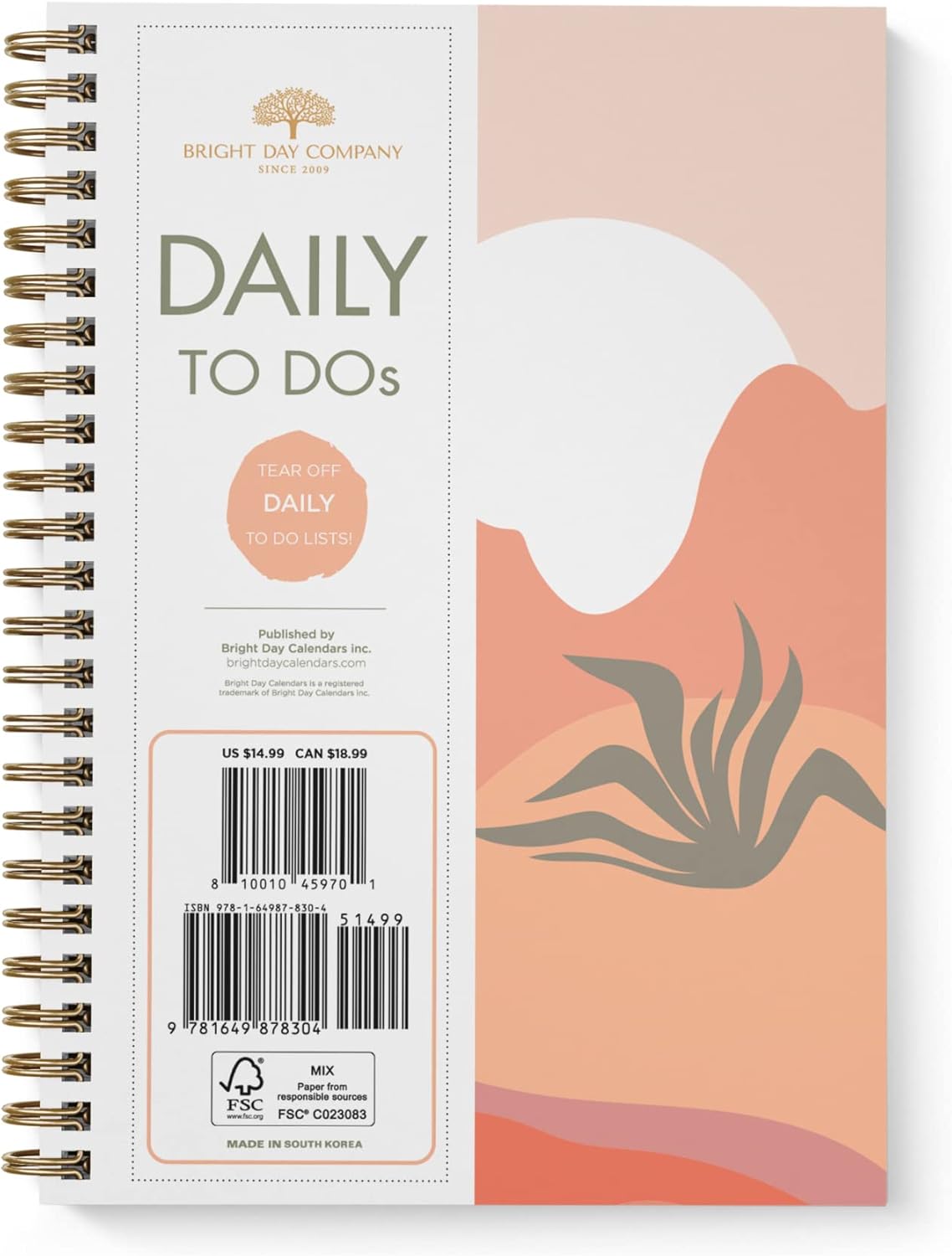Undated To Do List by Bright Day Daily Task Checklist daily planner to do list notebook Non Dated Flex Cover Spiral Organizer Habit Tracker 8.25 x 6.25, Cactus Undated To Do List by Bright Day Daily Task Checklist daily planner to do list notebook Non Dated Flex Cover Spiral Organizer Habit Tracker 8.25 x 6.25, Cactus