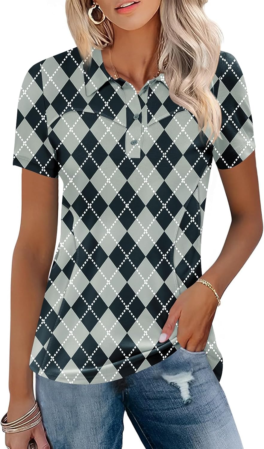TFSDOD Womens Golf Polo Shirts Collared Short Sleeve T Shirt Lightweight Moisture Wicking Polo Casual 3 Buttons Outfits TFSDOD Womens Golf Polo Shirts Collared Short Sleeve T Shirt Lightweight Moisture Wicking Polo Casual 3 Buttons Outfits