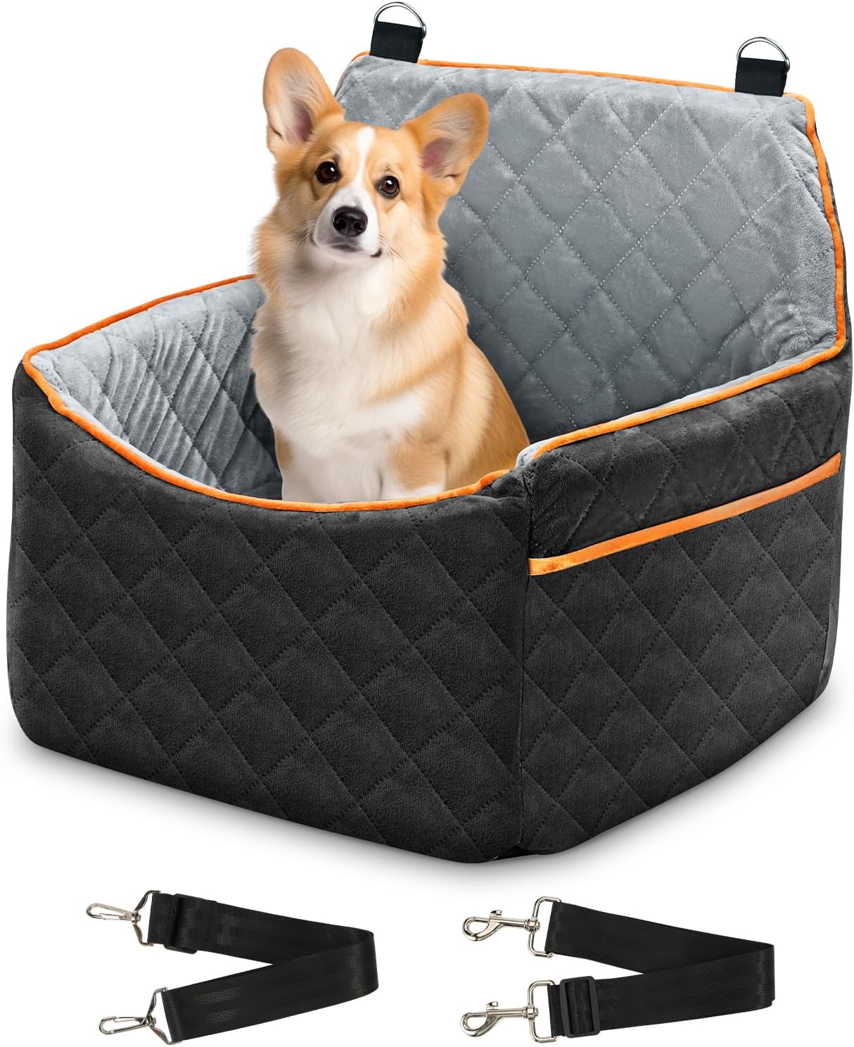 Dog Car Seat, Elevated Pet Car Seats with Removable Thick Cushion, Detachable Washable Dog Booster Seat, Dog Car Travel Carrier Bed with Storage Pocket and Safety Belt Dog Car Seat, Elevated Pet Car Seats with Removable Thick Cushion, Detachable Washable Dog Booster Seat, Dog Car Travel Carrier Bed with Storage Pocket and Safety Belt