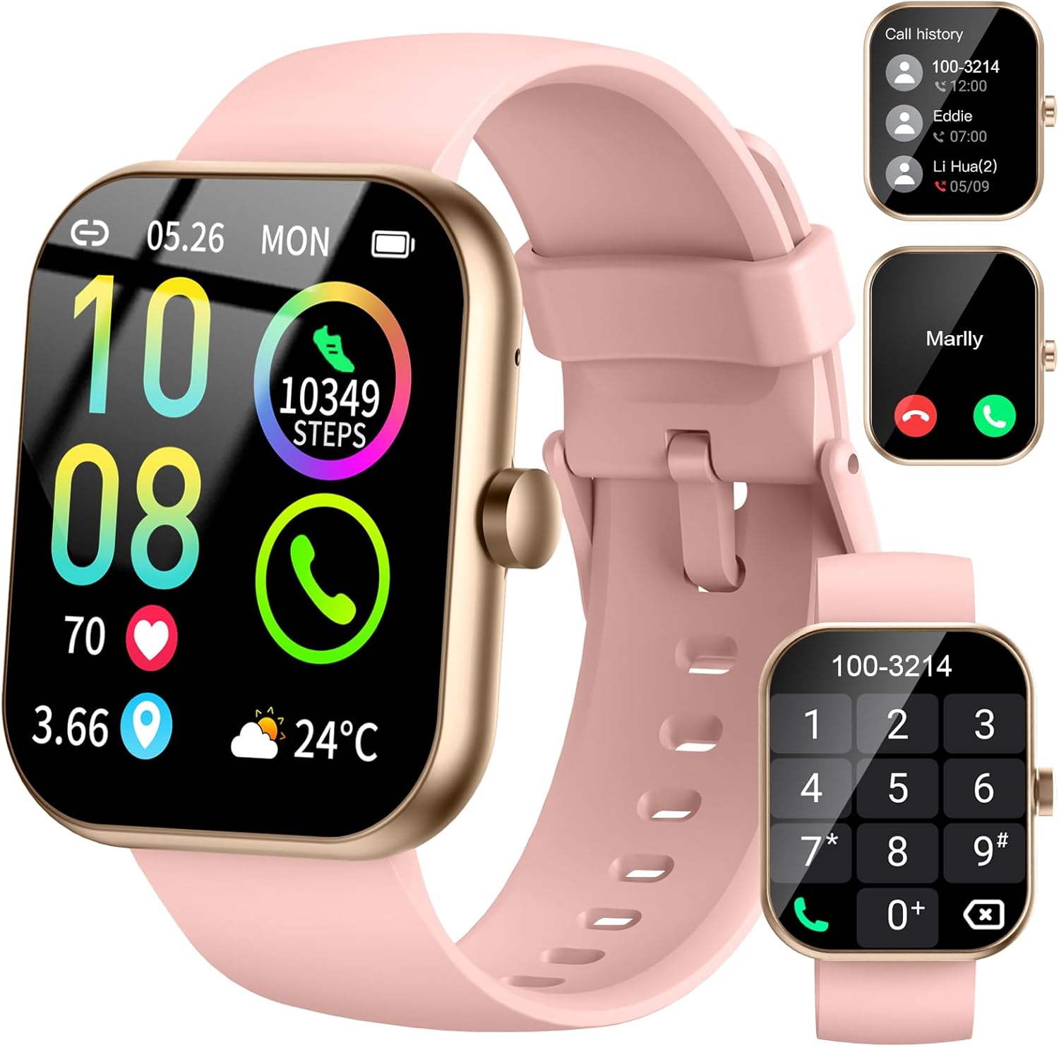Smart Watch (Answer/Make Calls), 1.96″ HD SmartWatch for Men Women 113+ Sport Modes, Fitness Activity Tracker Heart Rate/Sleep Monitor/Pedometer, IP68 Waterproof, Smart Watches for Android iOS, Pink Smart Watch (Answer/Make Calls), 1.96″ HD SmartWatch for Men Women 113+ Sport Modes, Fitness Activity Tracker Heart Rate/Sleep Monitor/Pedometer, IP68 Waterproof, Smart Watches for Android iOS, Pink