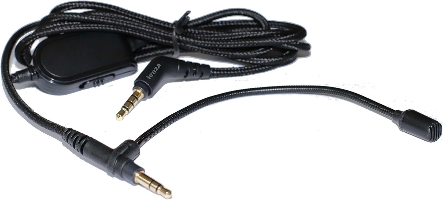 Headphone Audio Cable with Mic Boom, Inline Mute & Volume Control Converts Premium Headphones into a Gaming Headset, Great for VoIP Headphone Audio Cable with Mic Boom, Inline Mute & Volume Control Converts Premium Headphones into a Gaming Headset, Great for VoIP
