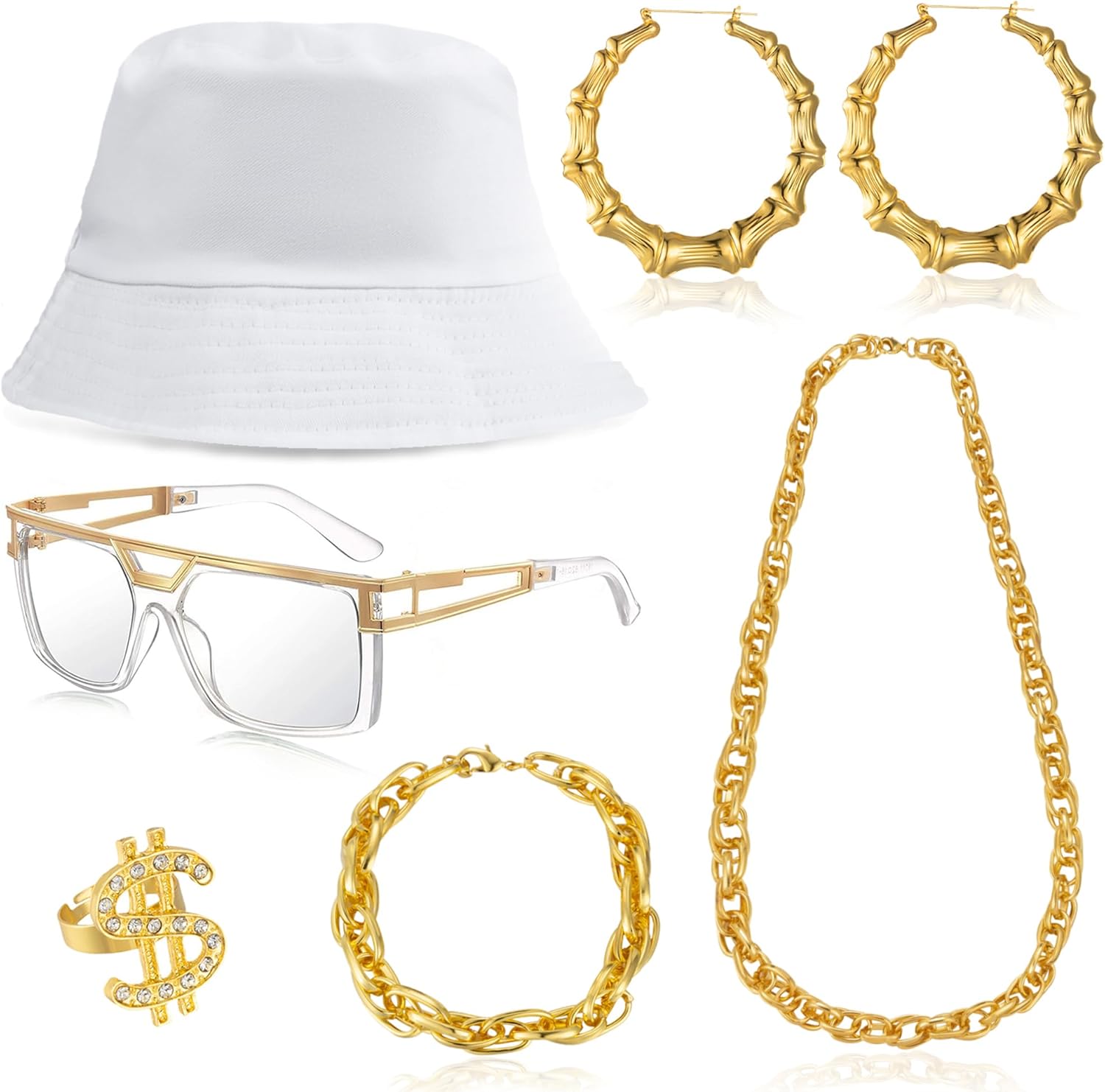 80s 90s Accessories Outfit for Woman Men Hip Hop Costume Kit Old School Rapper Jewelry 80s 90s Accessories Outfit for Woman Men Hip Hop Costume Kit Old School Rapper Jewelry