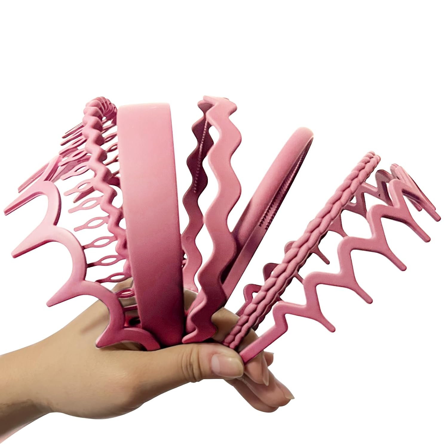 Headbands Set, 7PCS Non Slip Plastic Headbands for Women and Girls, Wide Head Bands with Teeth, Different Designs Hair Hoop Accessory, Wavy teeth, Pink Headbands Set, 7PCS Non Slip Plastic Headbands for Women and Girls, Wide Head Bands with Teeth, Different Designs Hair Hoop Accessory, Wavy teeth, Pink