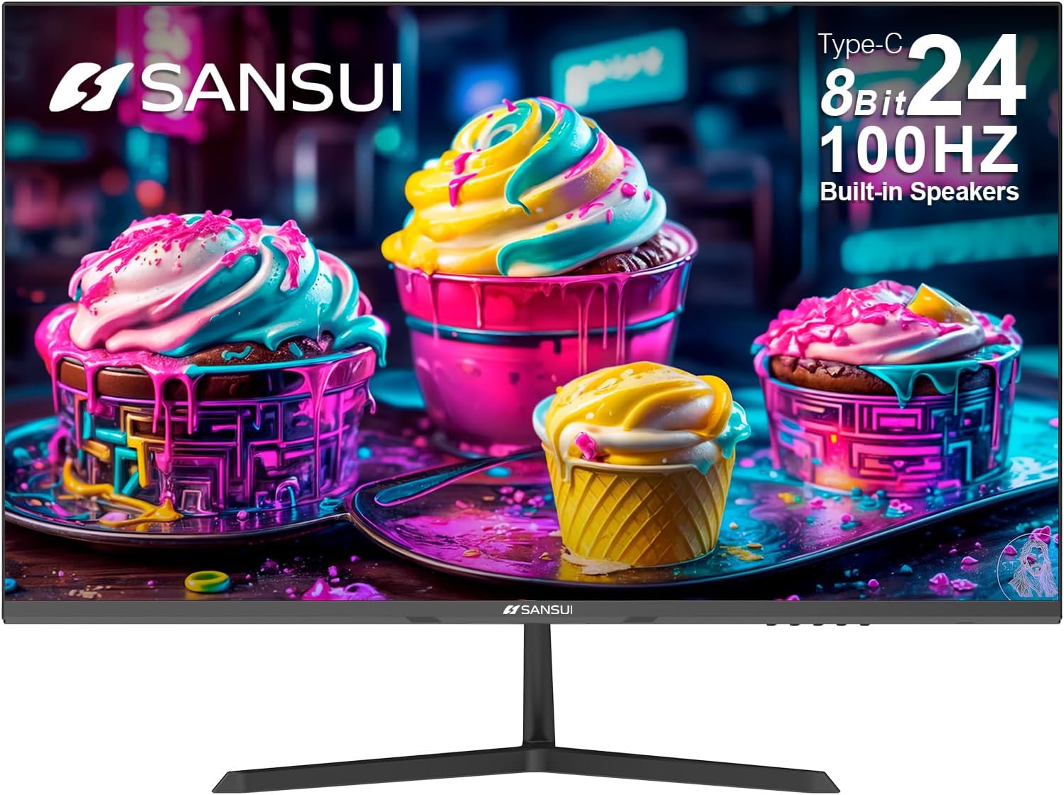 SANSUI Monitor 24 inch 100Hz USB Type-C Computer Monitor Built-in Speakers丨FHD 1080P丨HDMI丨DisplayPort 丨HDR丨 VESA Compatible for Game and Office SANSUI Monitor 24 inch 100Hz USB Type-C Computer Monitor Built-in Speakers丨FHD 1080P丨HDMI丨DisplayPort 丨HDR丨 VESA Compatible for Game and Office