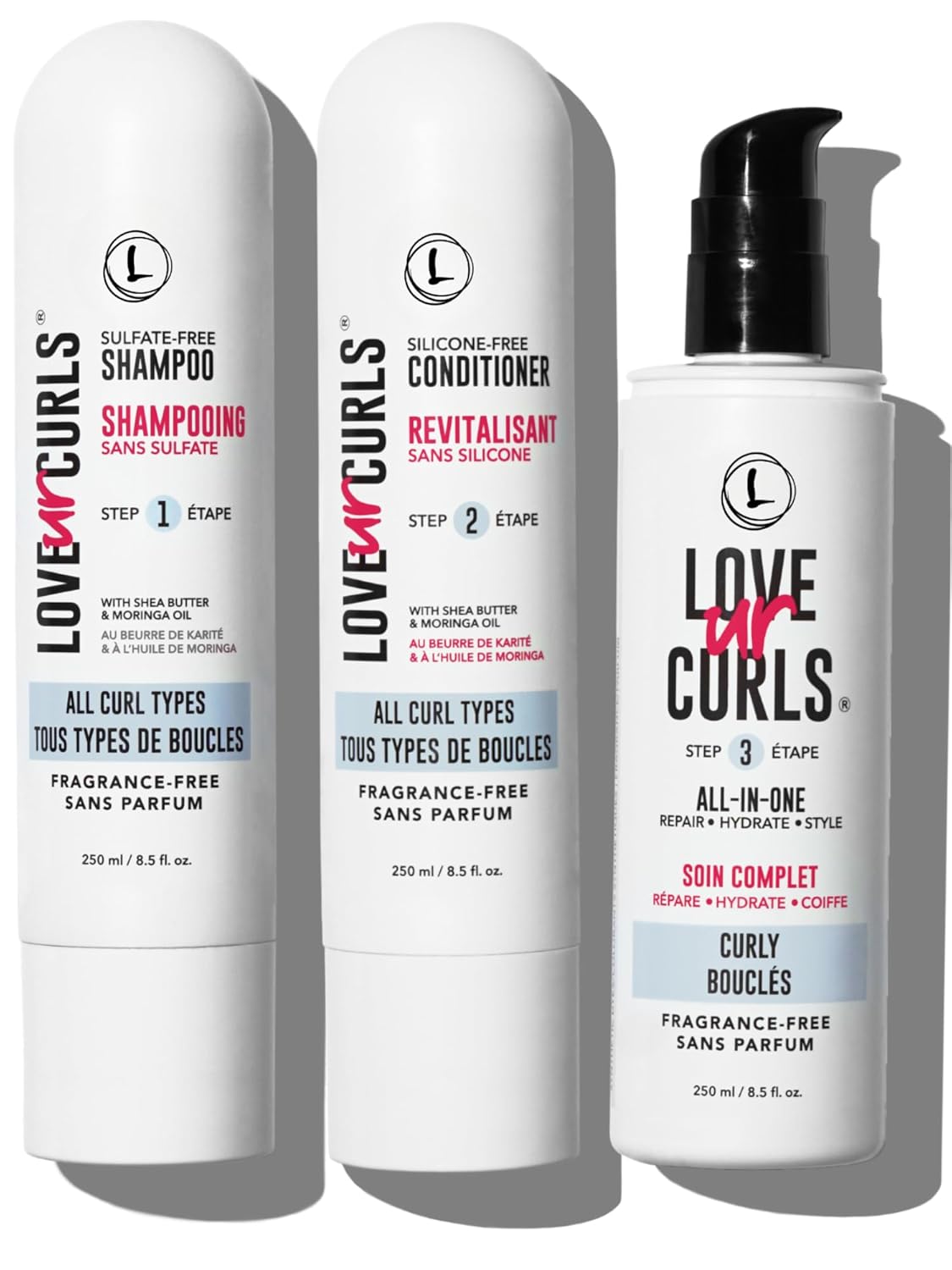 LUS (Love Ur Self) Fragrance-Free 3-Step System Shampoo and Conditioner Set with All-in-One Styler for Curly Hair Nongreasy & Moisturizing – 8.5oz each LUS (Love Ur Self) Fragrance-Free 3-Step System Shampoo and Conditioner Set with All-in-One Styler for Curly Hair Nongreasy & Moisturizing – 8.5oz each