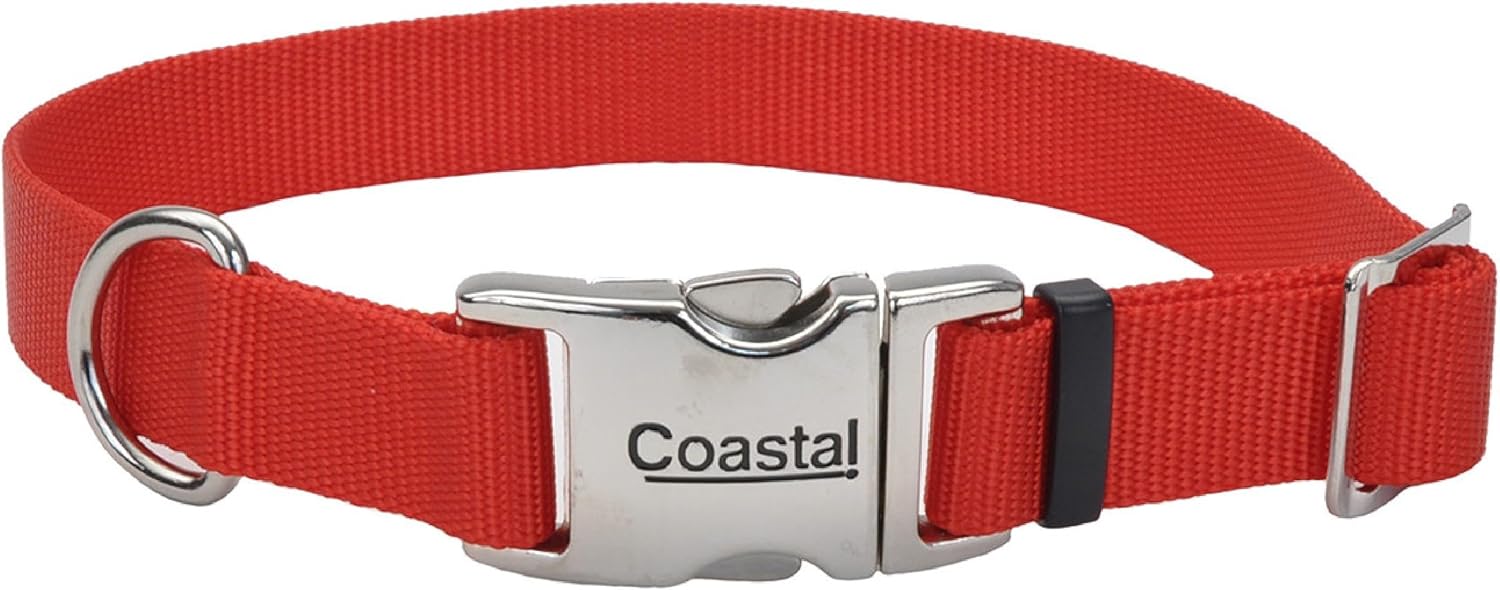 Coastal Pet Adjustable Dog Collar with Metal Buckle – Fade-Resistant Dog Collar Perfect for Walking & Tie Outs – Comfortable Collar with Snap Lock – Red – 3/4″ x 14″ – 20″ Coastal Pet Adjustable Dog Collar with Metal Buckle – Fade-Resistant Dog Collar Perfect for Walking & Tie Outs – Comfortable Collar with Snap Lock – Red – 3/4″ x 14″ – 20″